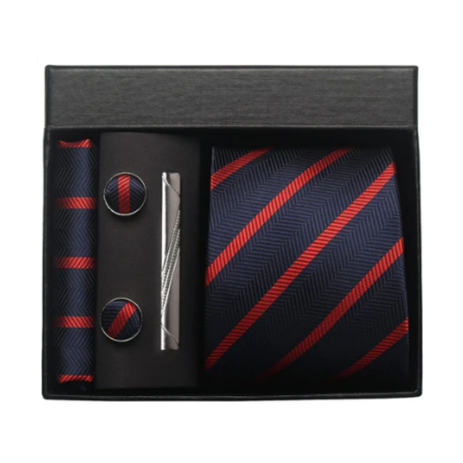 Men’s 100% Silk Tie Set with Cufflinks & Gift Box