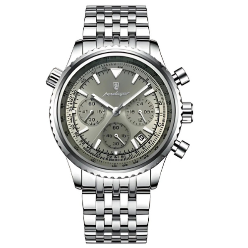 POEDAGAR 960 Military Chronograph Gray Dial Front – The Crew