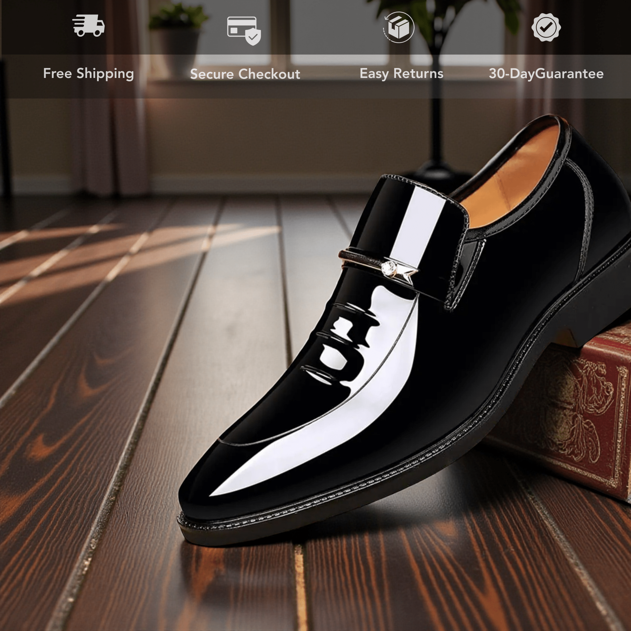 Men’s High Gloss Loafers – Sleek Slip - On Dress Shoes - The Crew