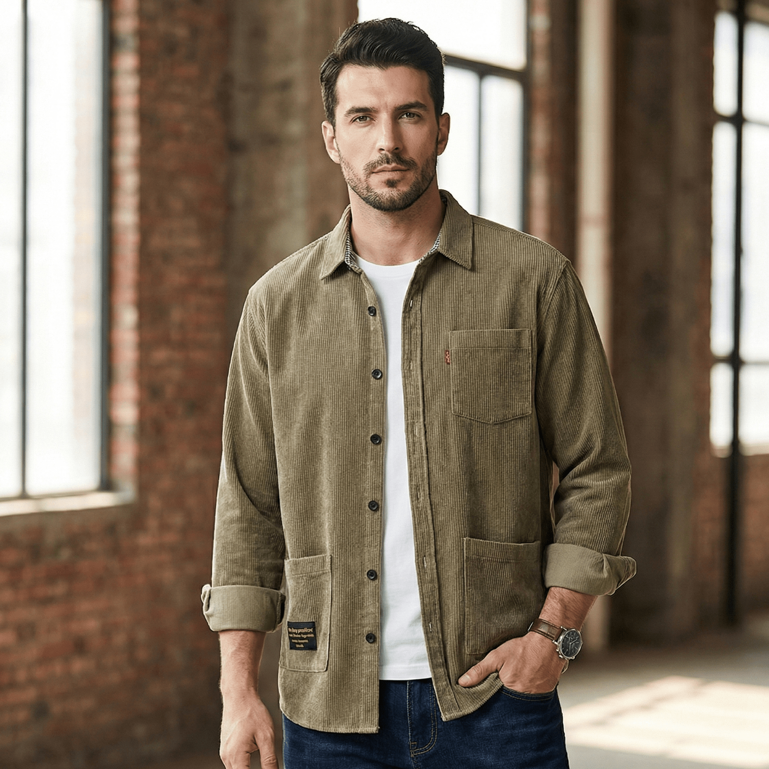 Men’s Corduroy Urban Workwear Shirt – Rugged Casual Style - The Crew
