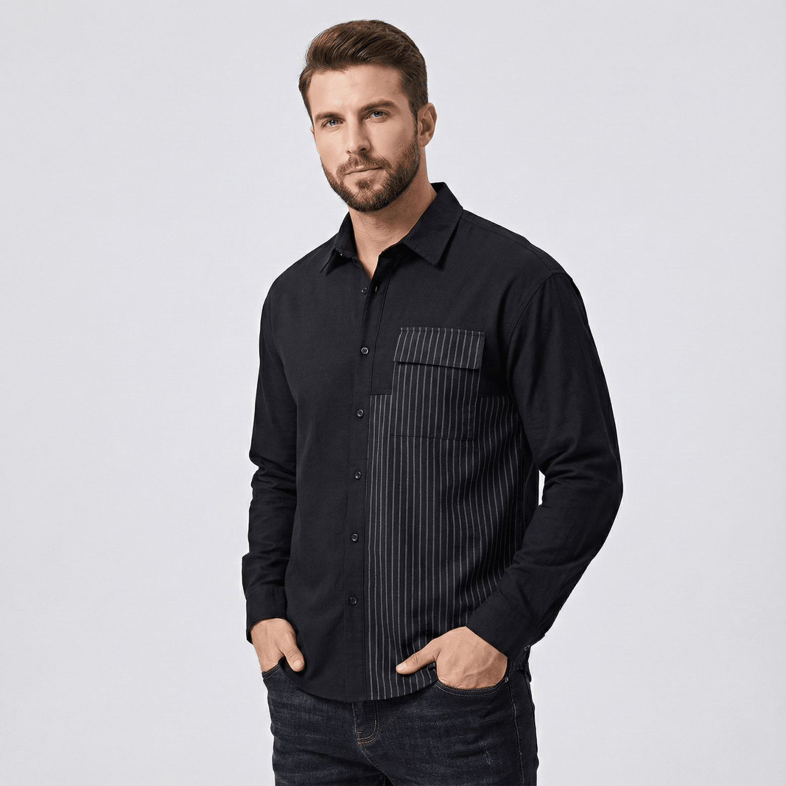 Men’s Color - Block Streetwear Shirt – Bold Urban Style - The Crew