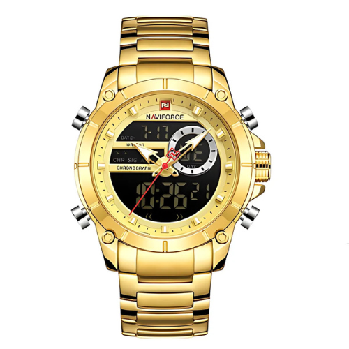 NAVIFORCE NF9163 Dual Display Gold Stainless Steel – The Crew