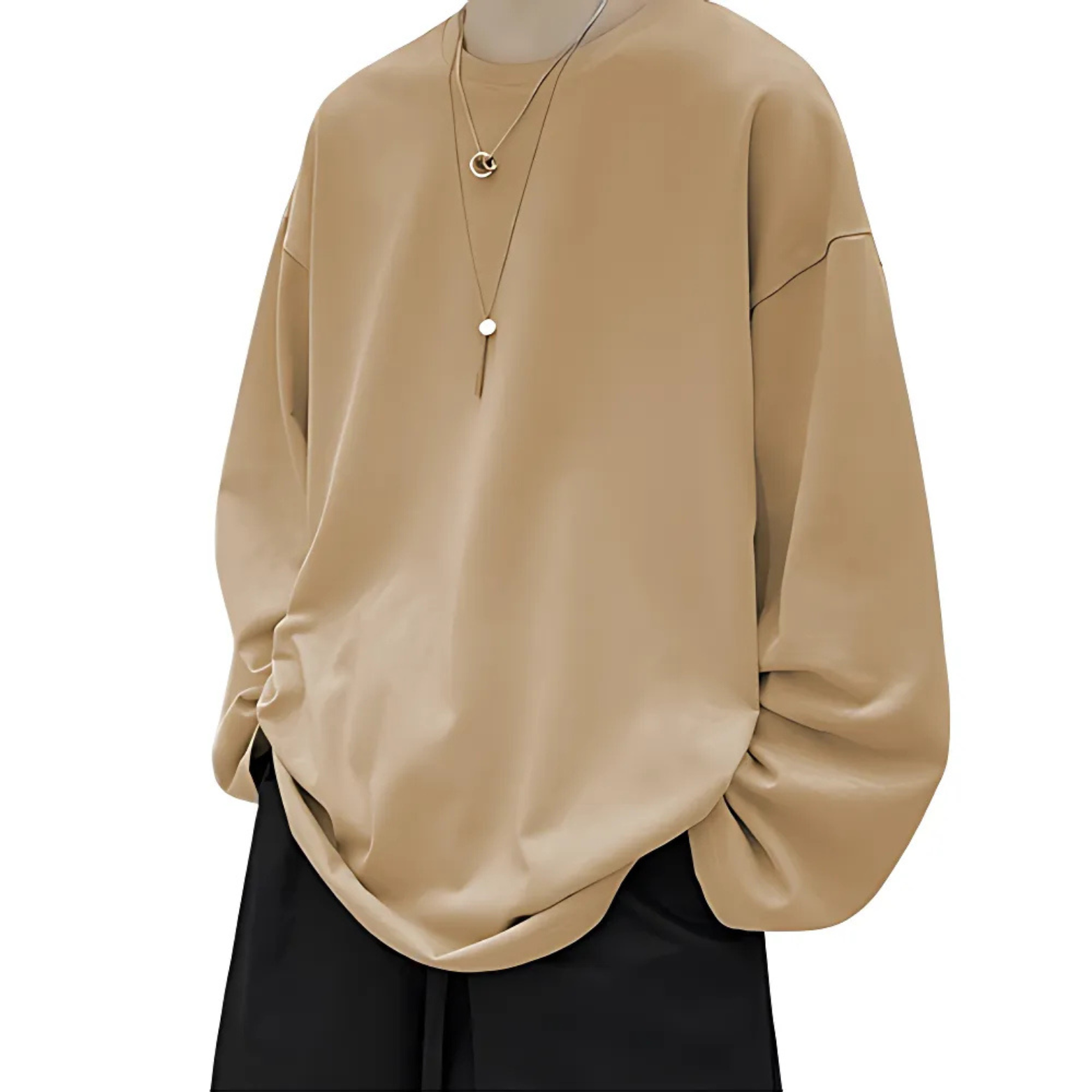 Beige oversized cotton t-shirt casual fit – The Crew