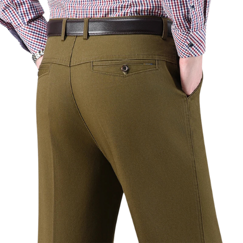 Khaki cotton pants pocket detail – The Crew