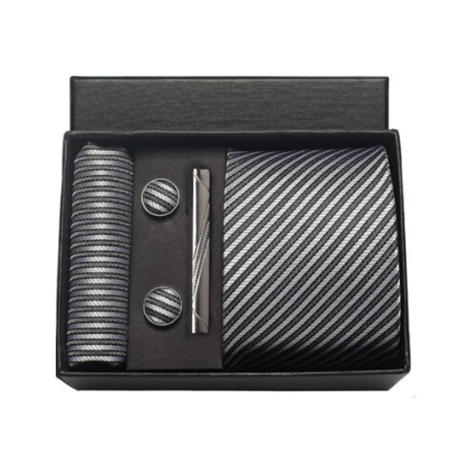 Gray textured silk tie cufflinks set – The Crew