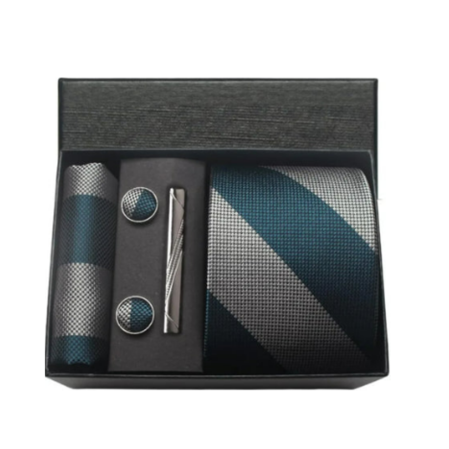 Men’s 100% Silk Tie Set with Cufflinks & Gift Box