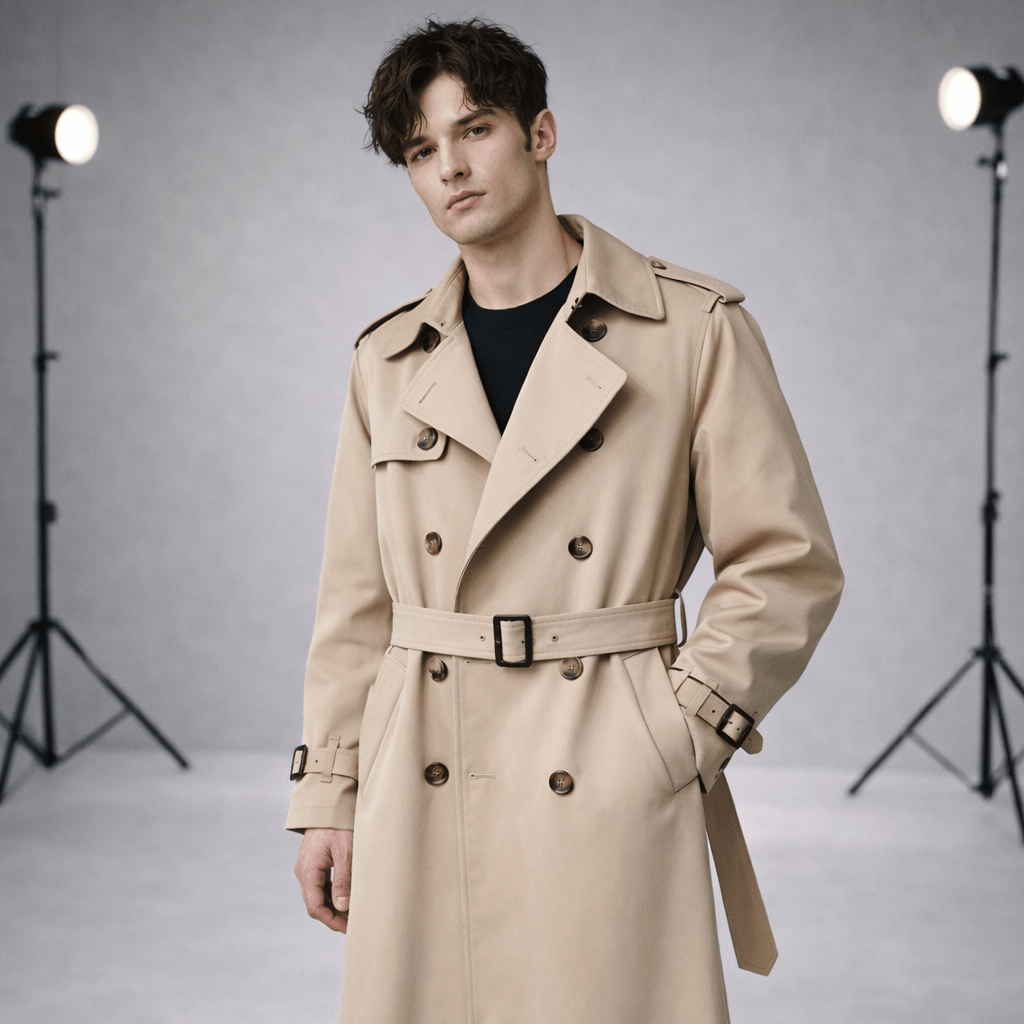 British Style Belted Trench Coat for Men – Waterproof - The Crew