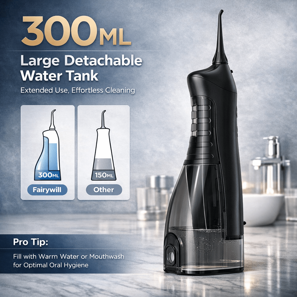 Fairywill Water Flosser 300ML Portable Dental Irrigator - The Crew