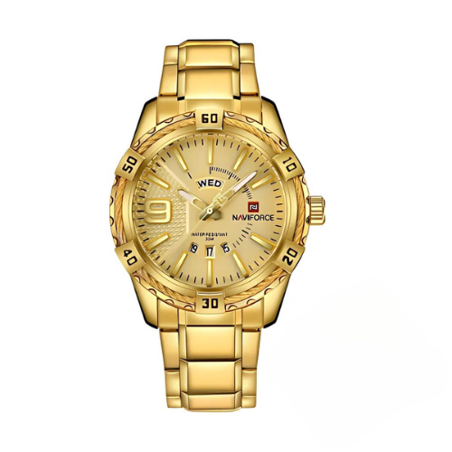 NAVIFORCE Classic Quartz Watch Gold Stainless Steel Front – The Crew