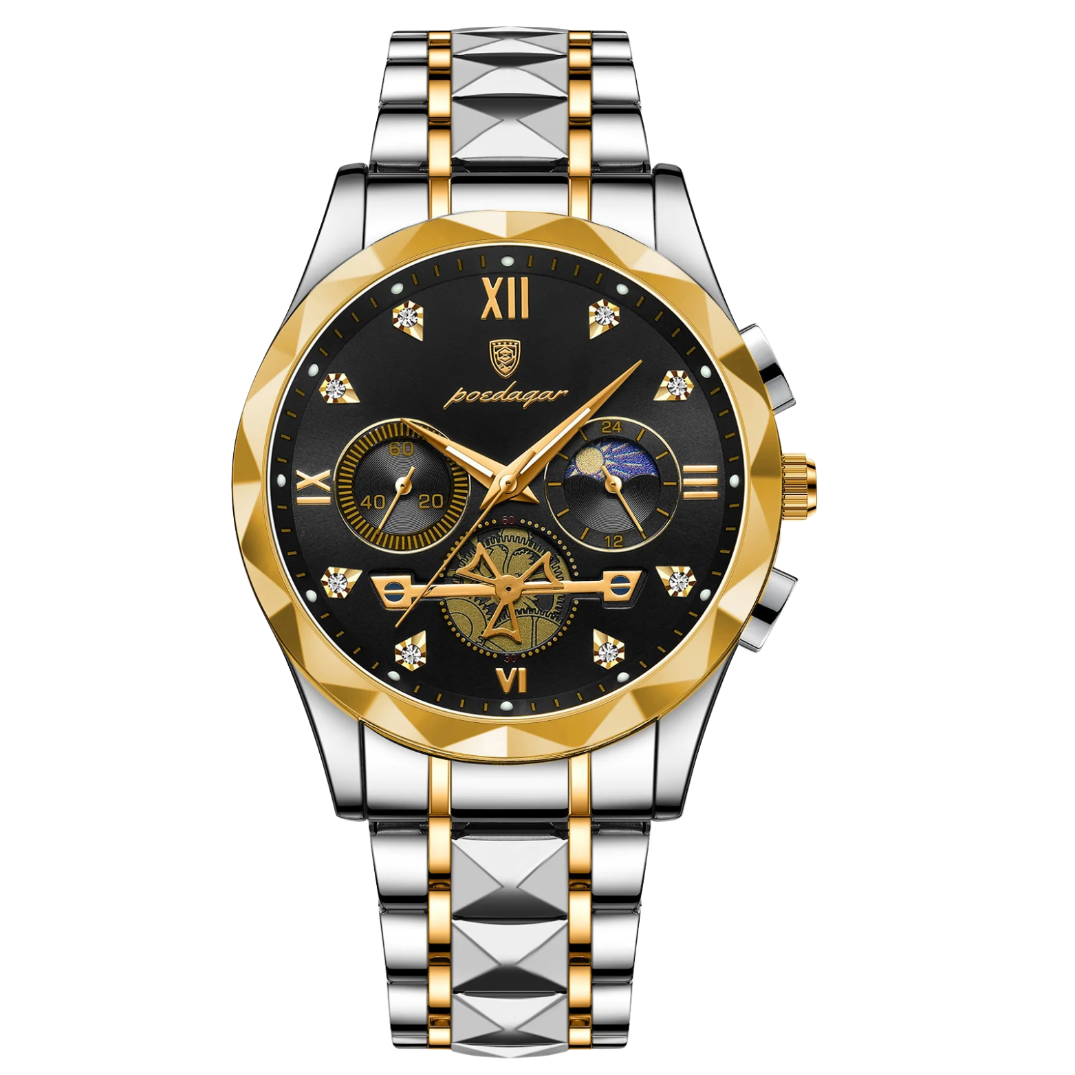 POEDAGAR 996 Chronograph Black Gold Dial – The Crew