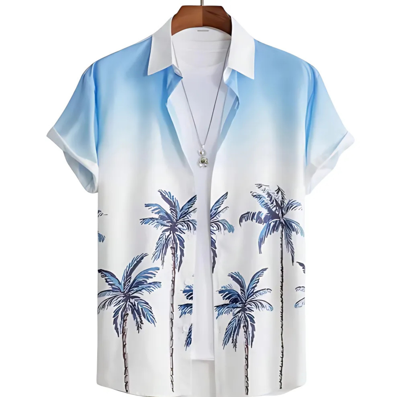Blue palm tree hawaiian summer shirt – The Crew