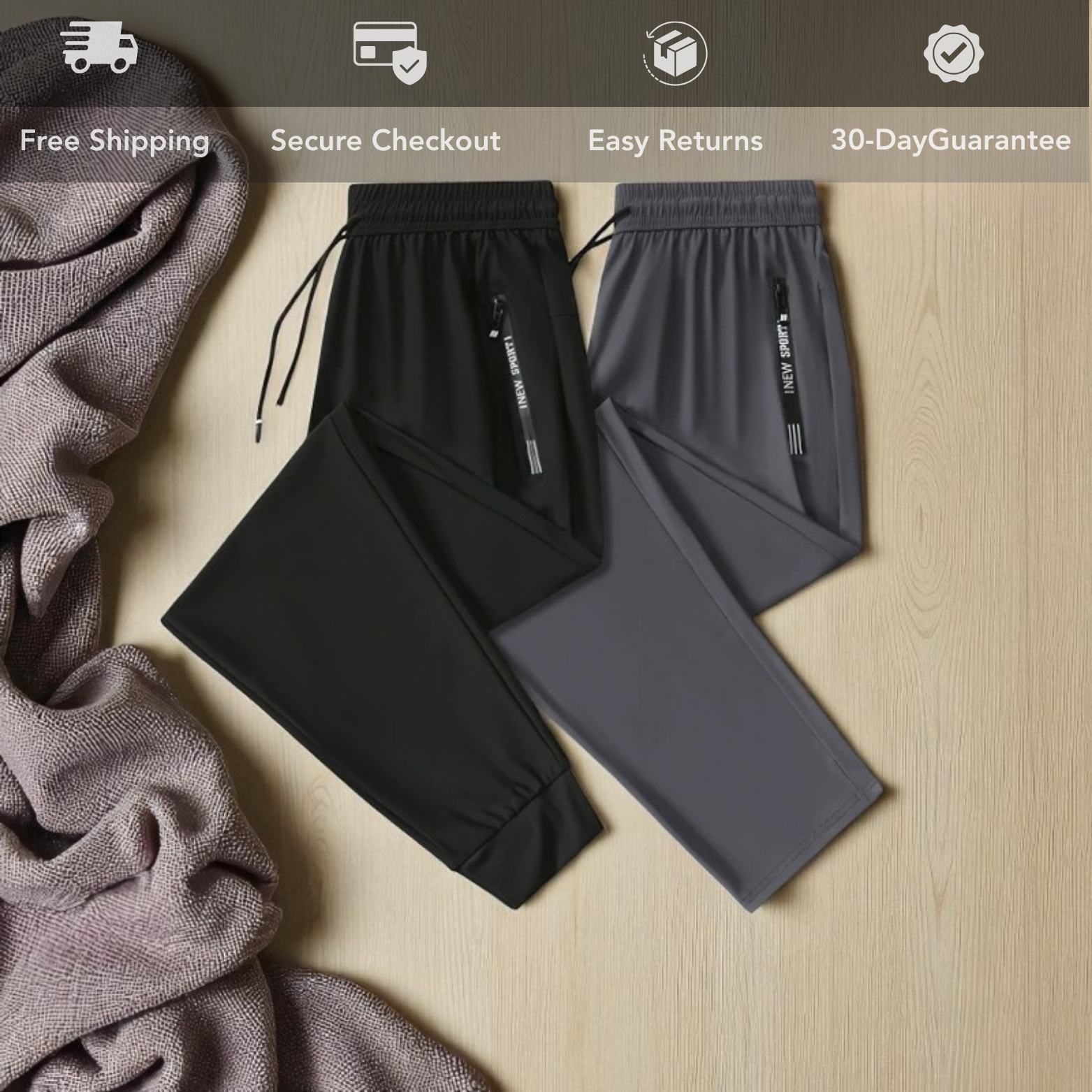 Men’s Ice Silk Joggers Outfit Flat Lay – The Crew