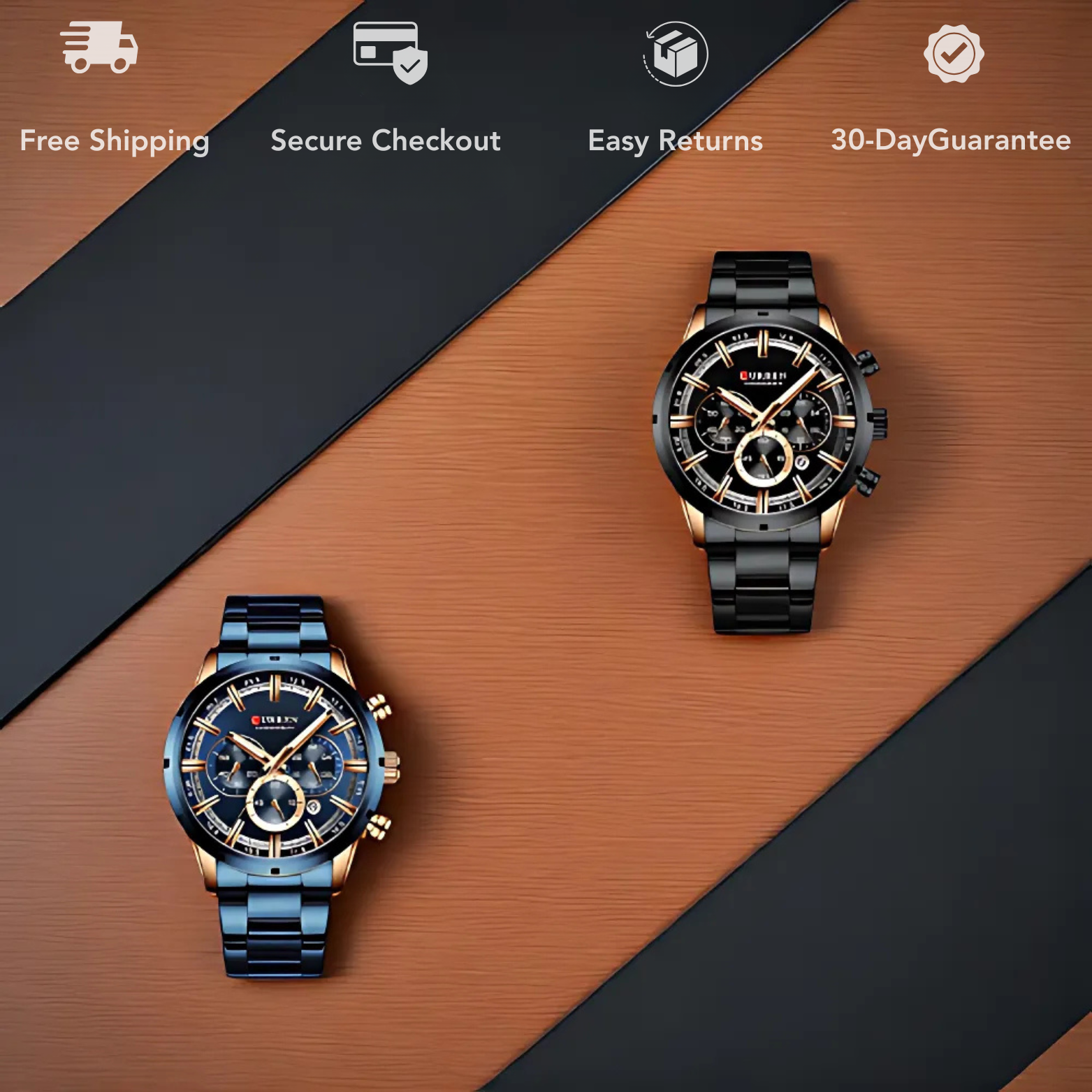 Curren Men’s Chronograph Watch Set Display – The Crew