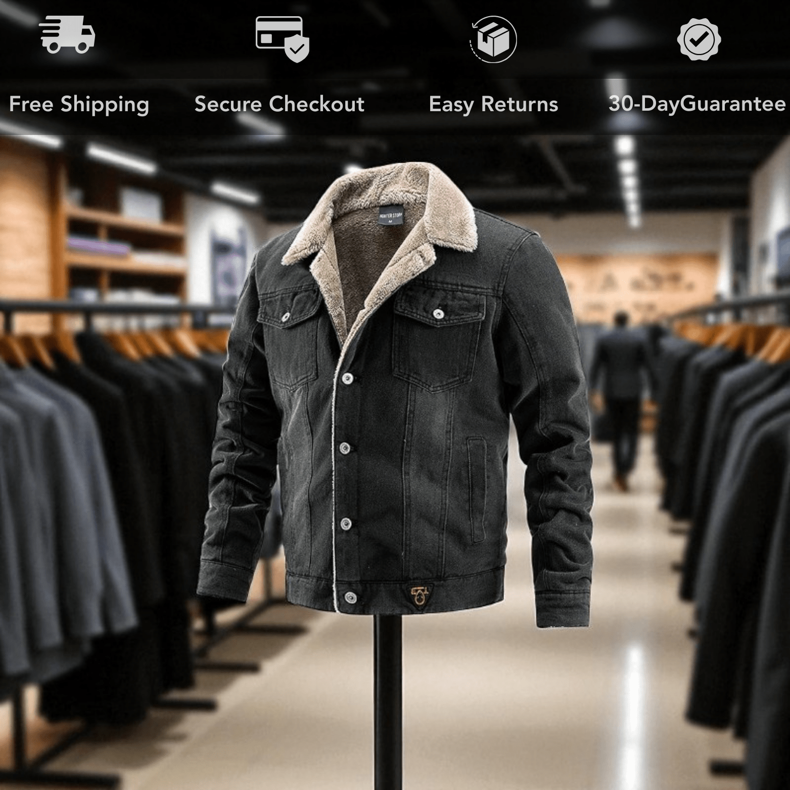 Fleece - Lined Denim Jacket for Men Warm Winter Outerwear - The Crew