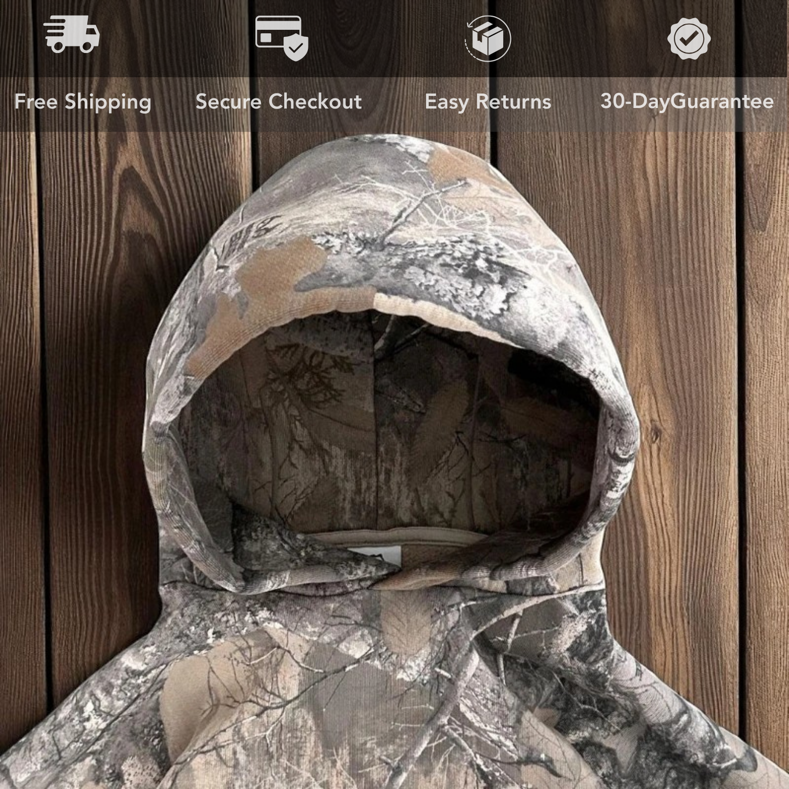 Oversized Camo Hoodie Neck and Hood Detail – The Crew