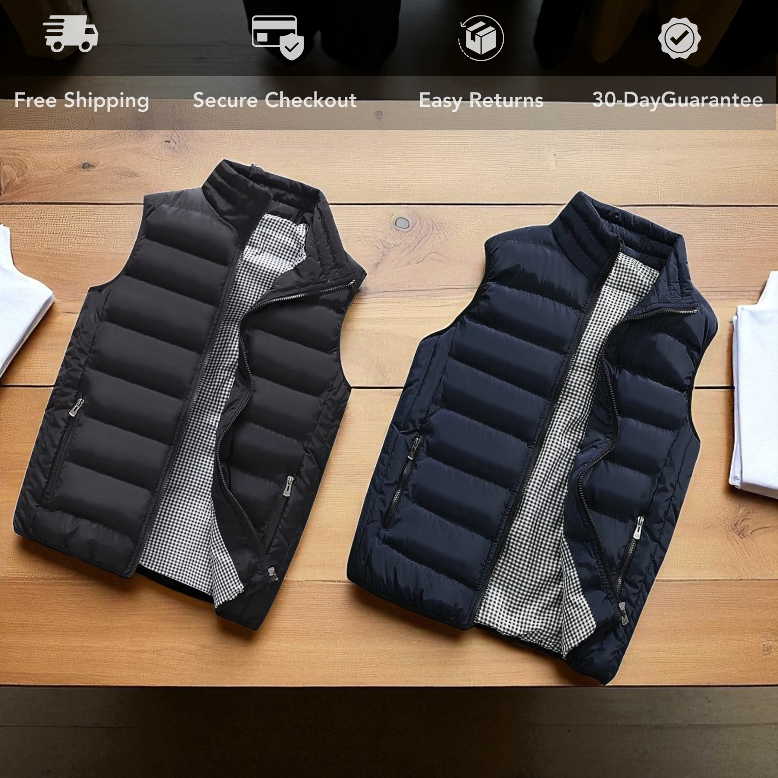 Men’s Winter Vest Color Options Display – The Crew