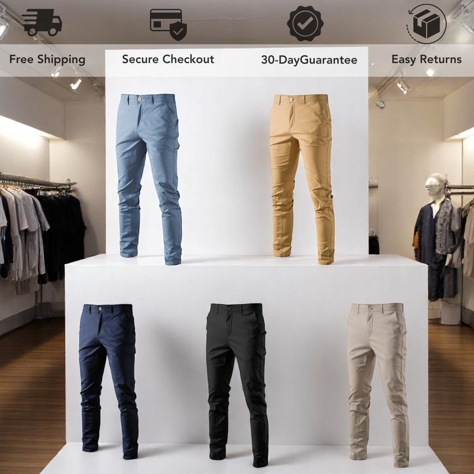 Men’s Slim Fit Cotton Pants Color Options – The Crew