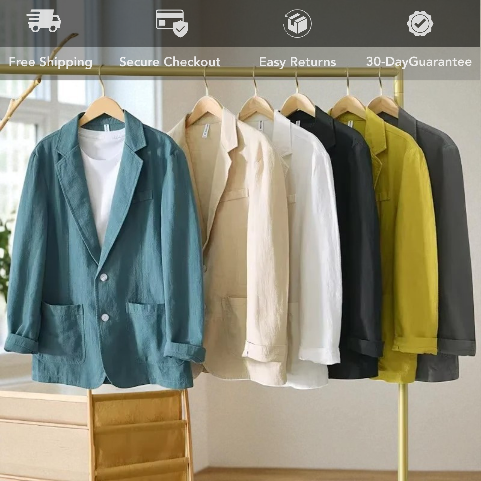 Men’s Linen Blazer Color Options Display – The Crew