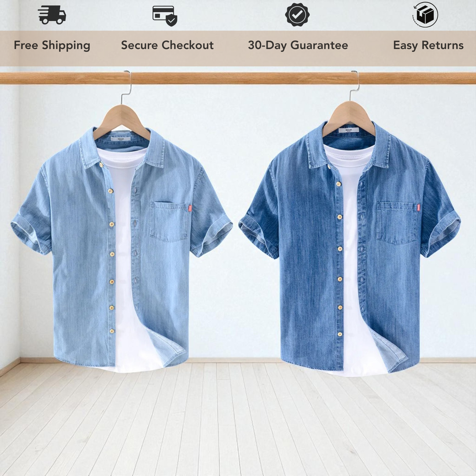 Men’s Casual Denim Shirt Color Options – The Crew