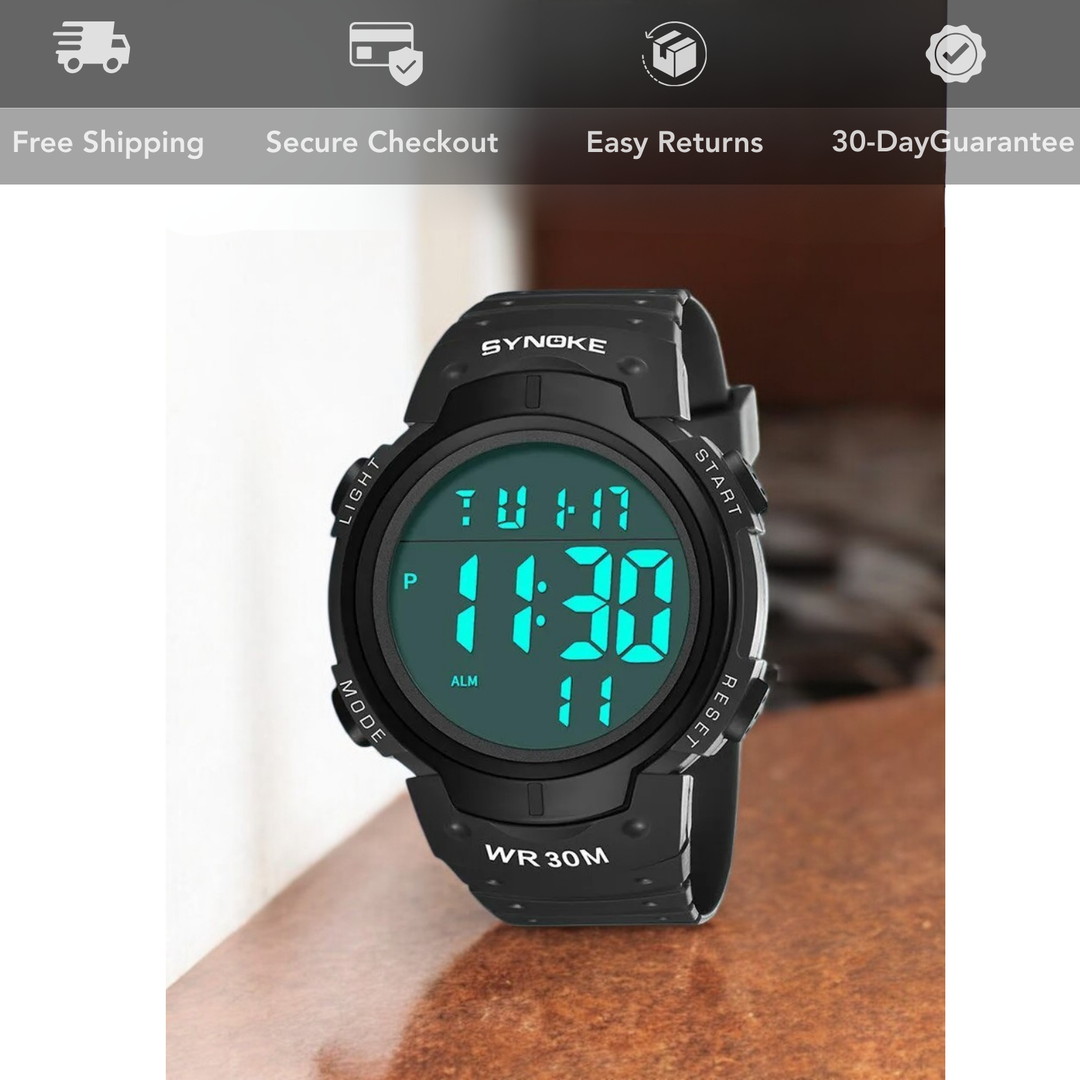 SYNOKE Digital Watch Green Strap Lifestyle Shot – The Crew
