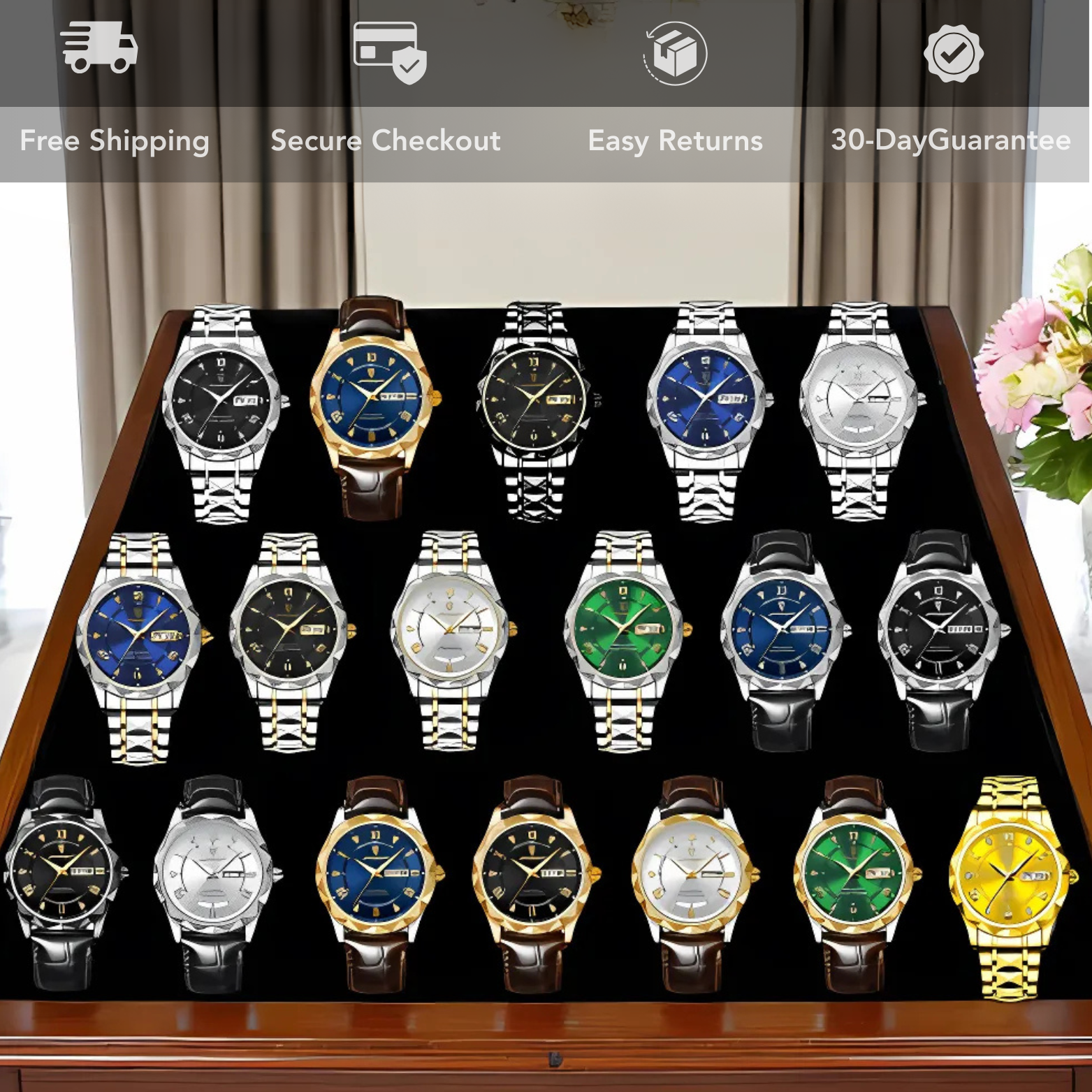 POEDAGAR 615 Luxury Executive Watch Color Options Collection – The Crew