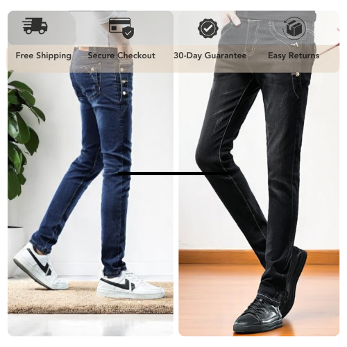 Men slim skinny button jeans side by side fit – The Crew