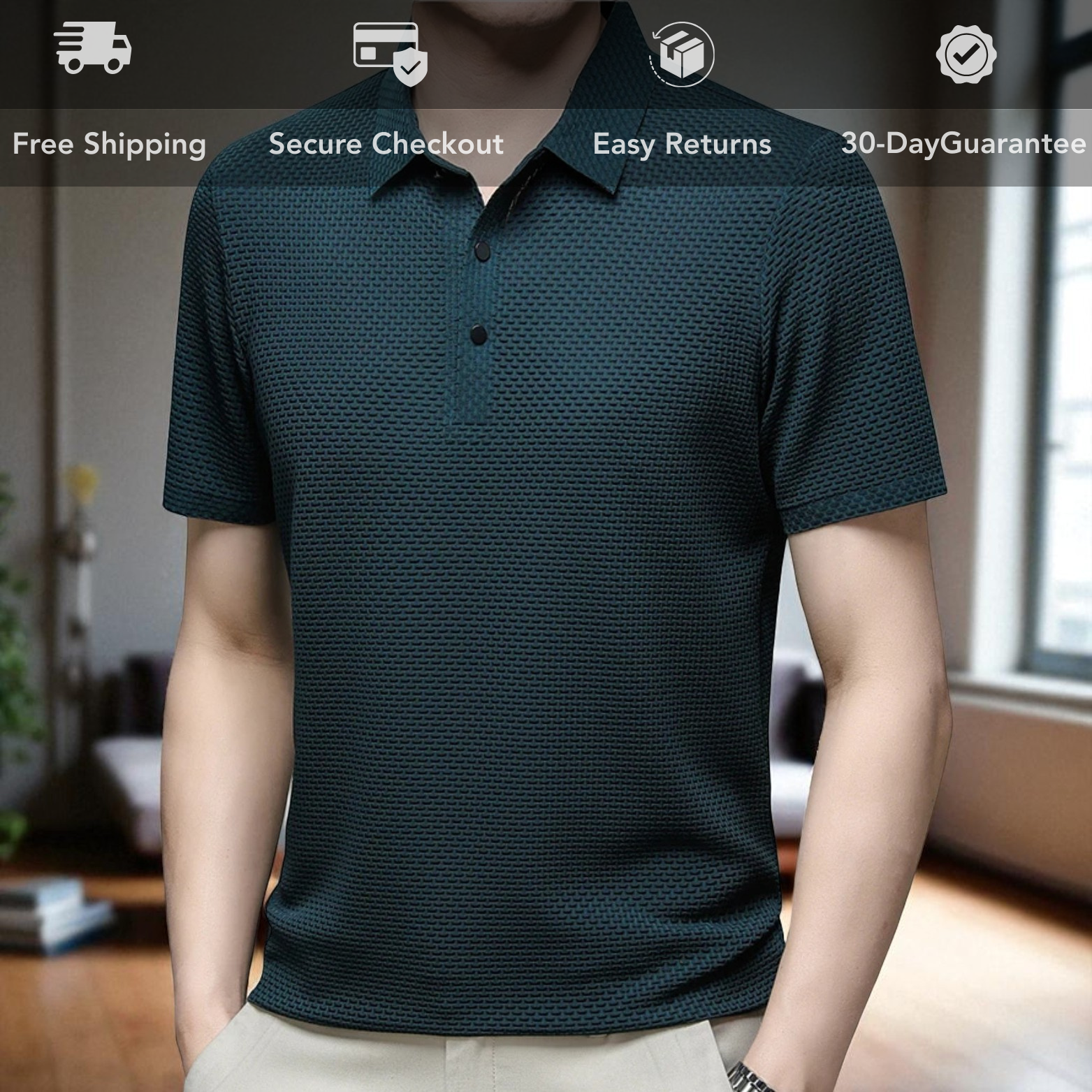 Men wearing green breathable polo shirt – The Crew