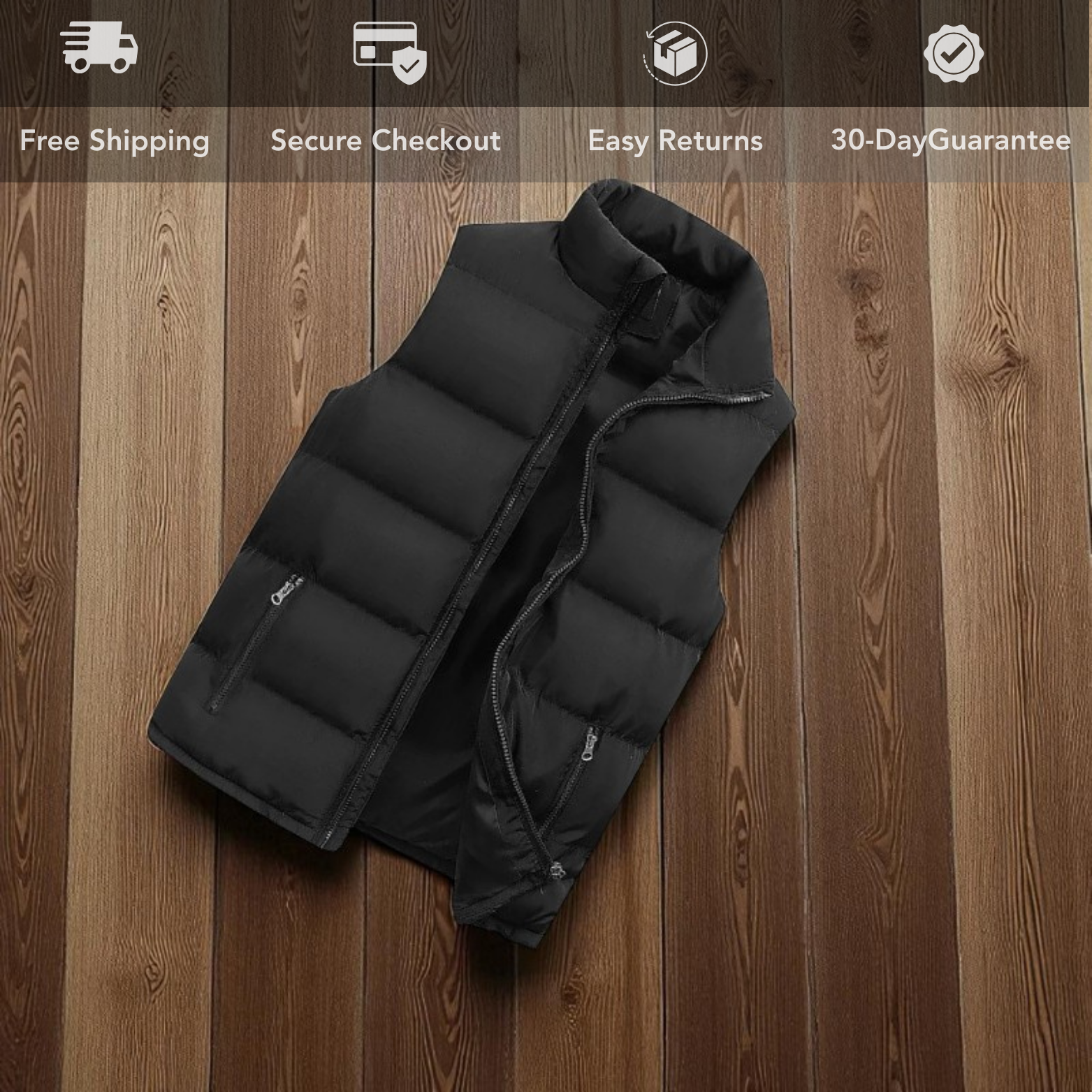 Men’s Waterproof Winter Vest Flat Lay – The Crew