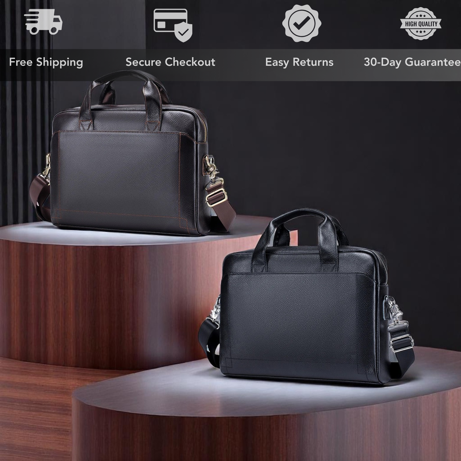 Men’s Leather Executive Bag Feature Icons – The Crew