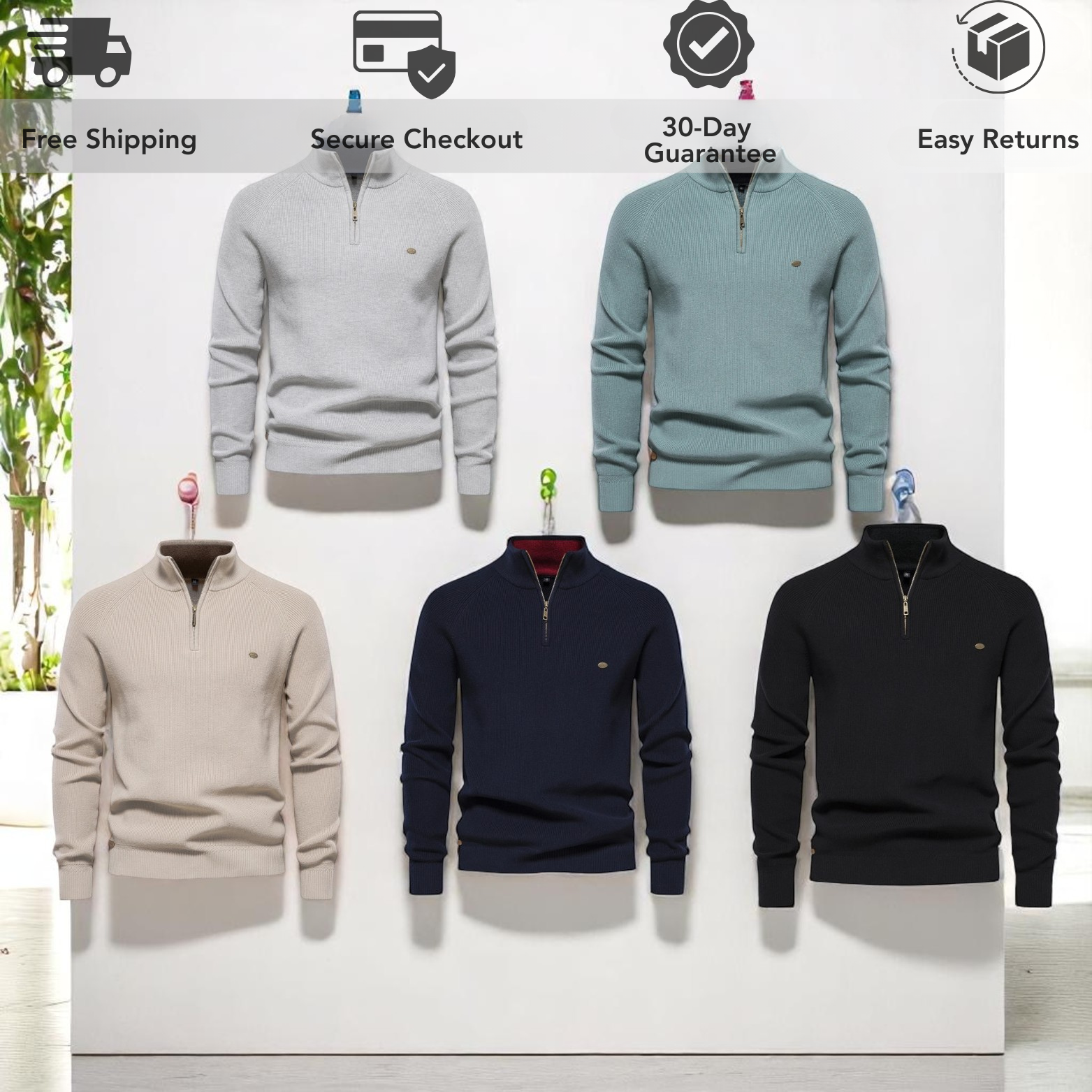 Men’s Cotton Zip Up Cardigan Color Options – The Crew