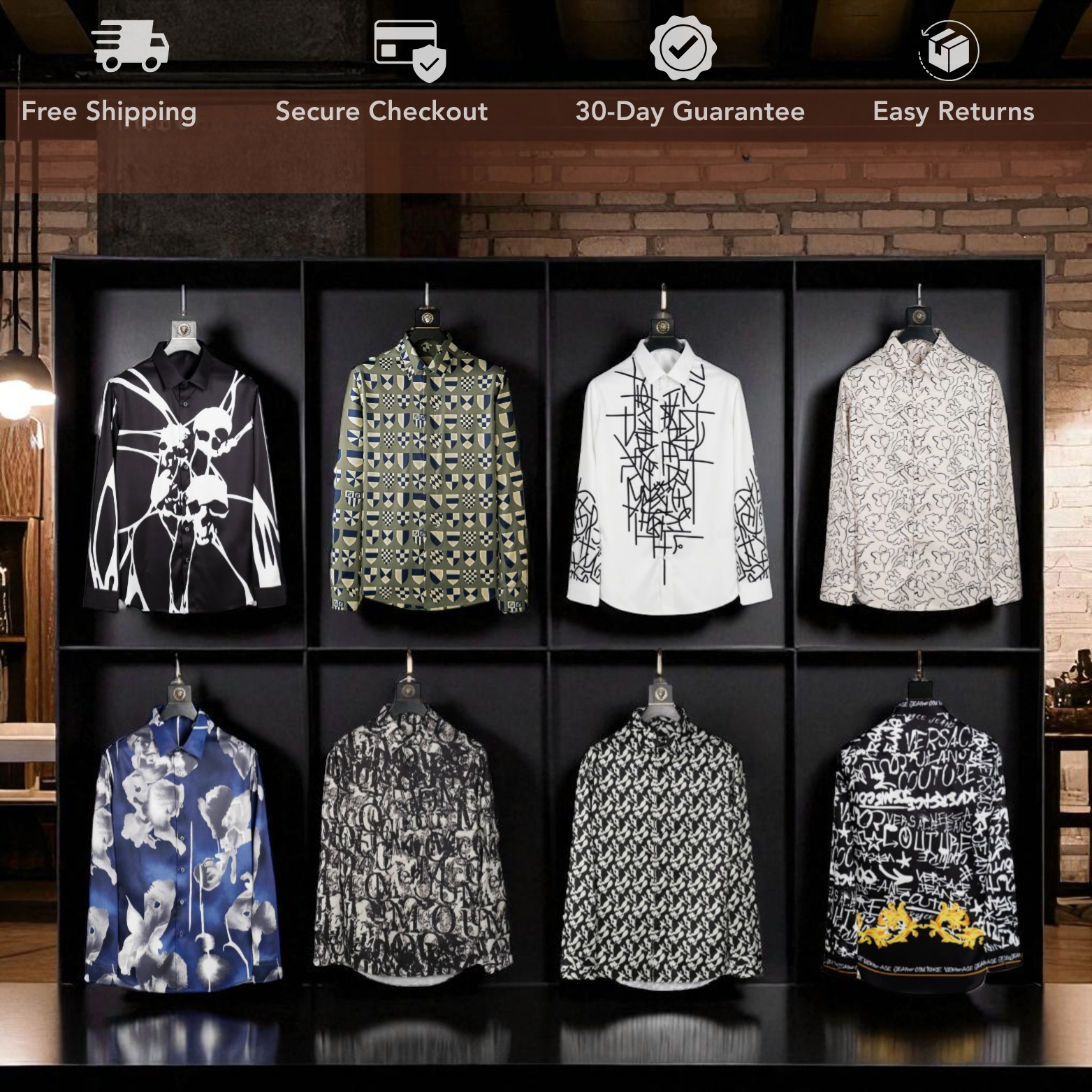Men’s 3D Print Slim Fit Shirt Collection Display – The Crew