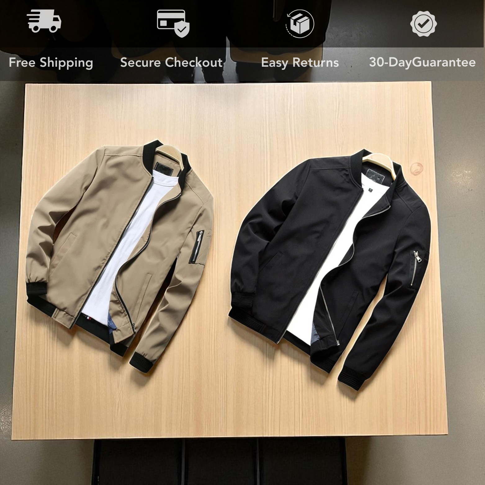 Men’s Bomber Jacket Color Options Display – The Crew