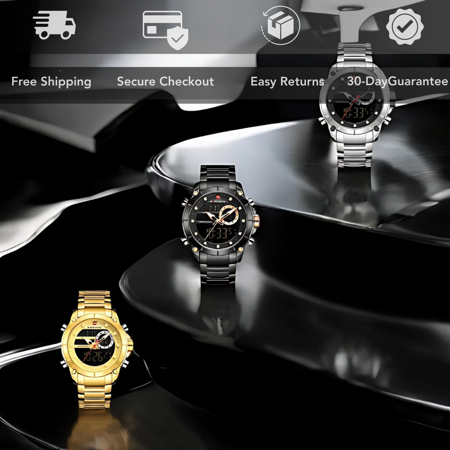 NAVIFORCE NF9163 Dual Display Black Luxury Lifestyle – The Crew