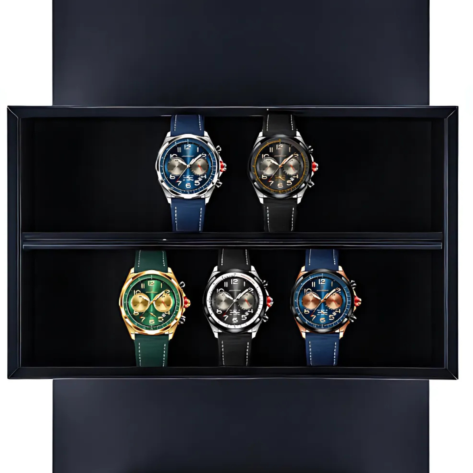POEDAGAR 862 Leather Chronograph Color Options Set – The Crew