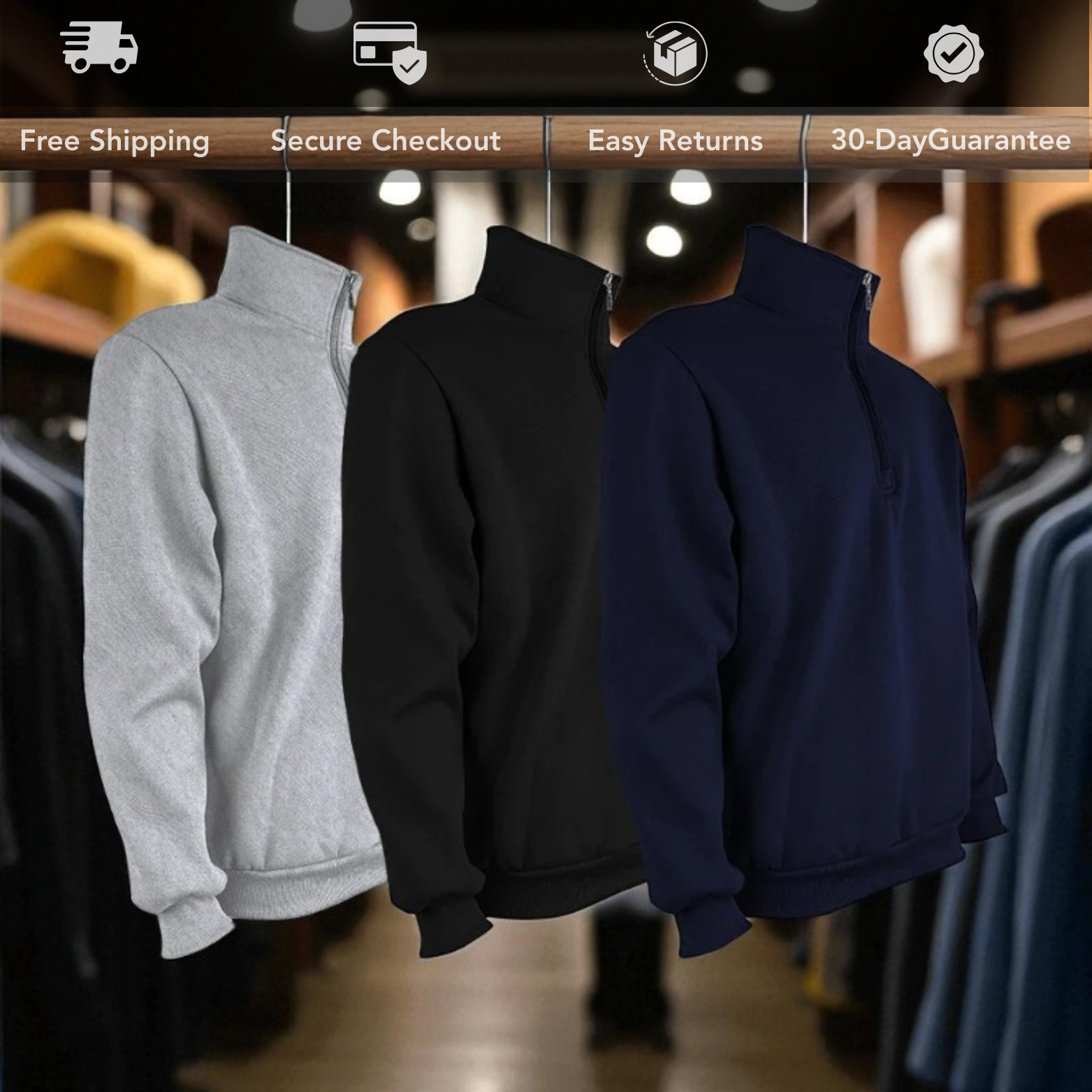 Men’s Mock Neck Knit Pullover Color Options – The Crew
