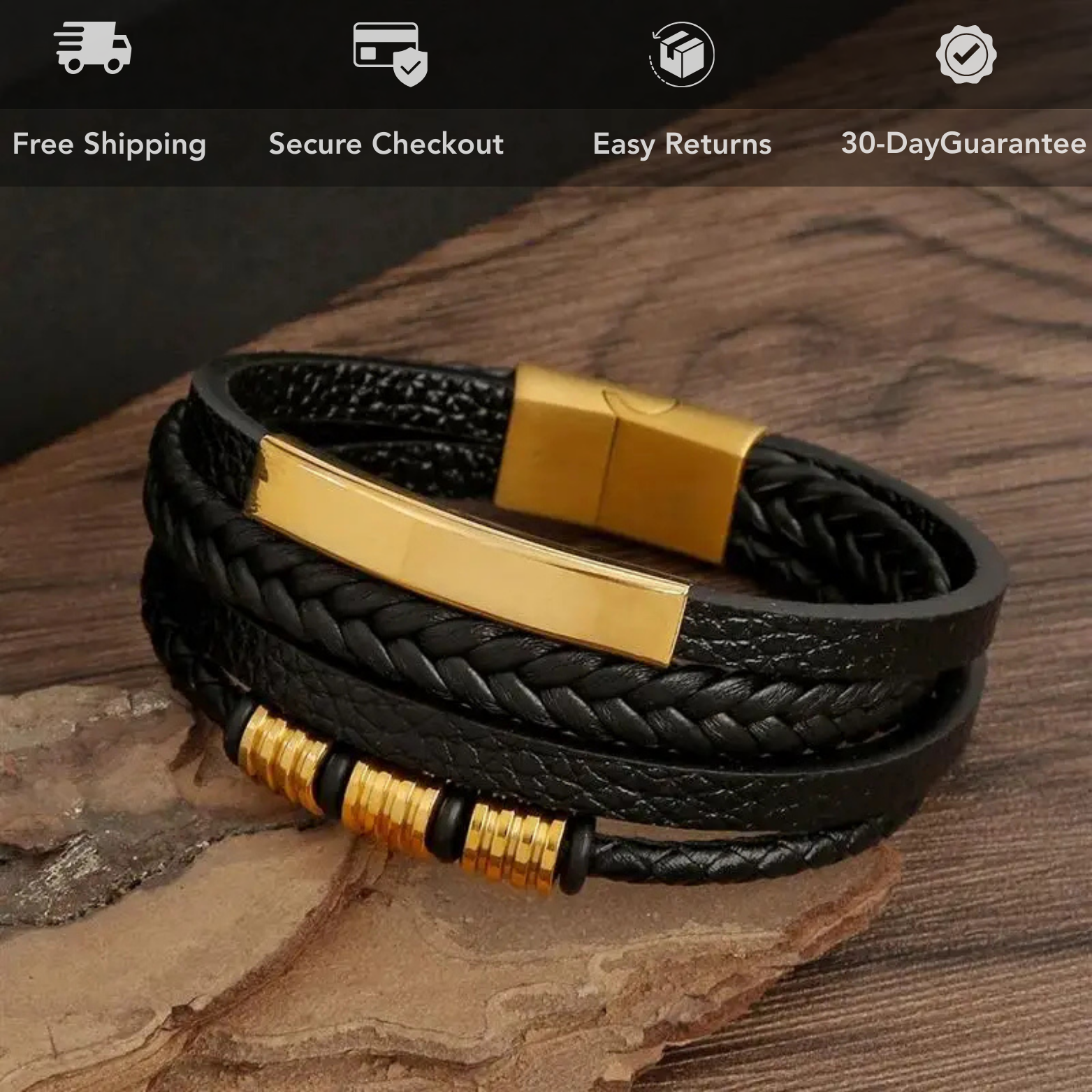 Braided leather bracelet multi-layer style – The Crew