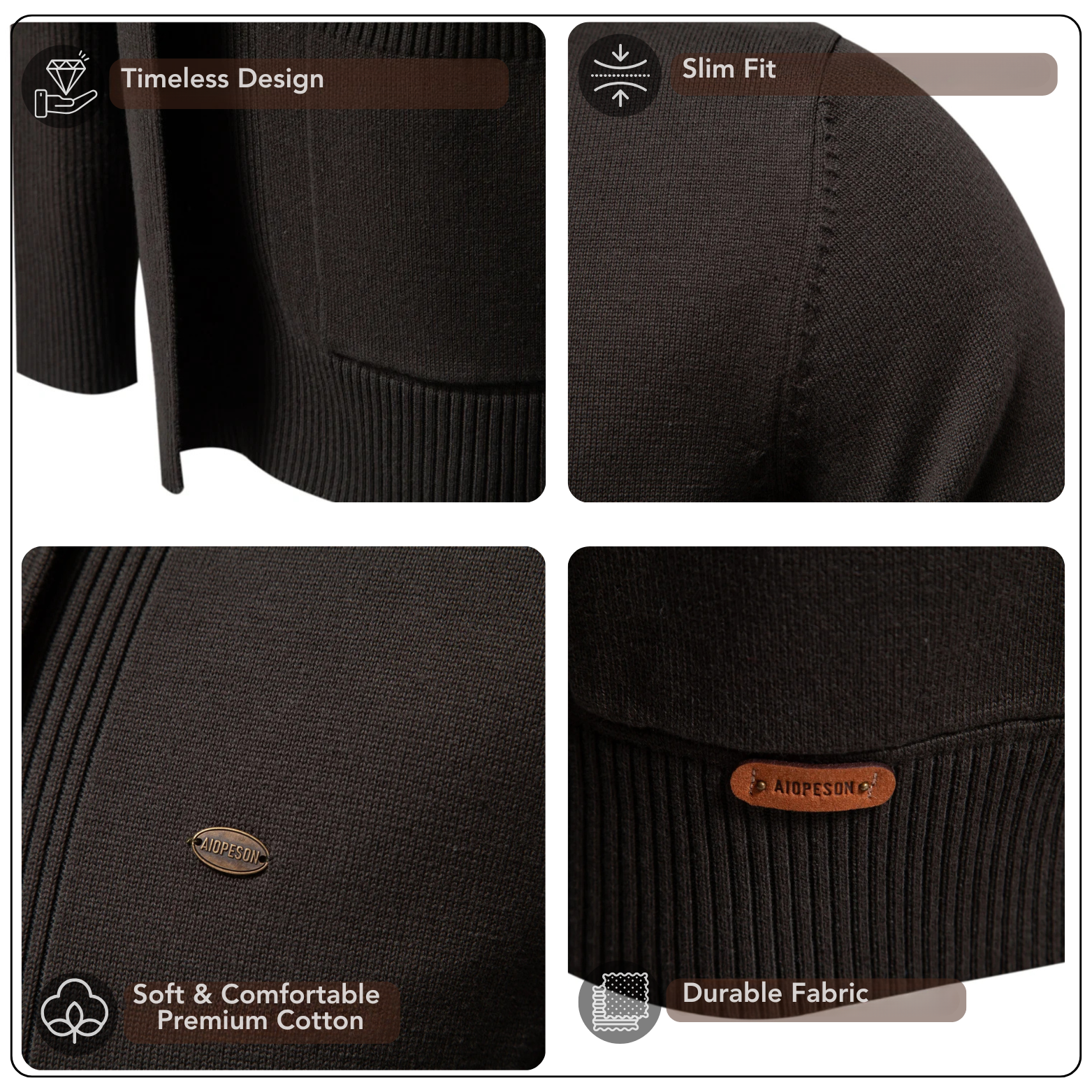 Men’s Cotton Winter Cardigan Fabric Detail – The Crew