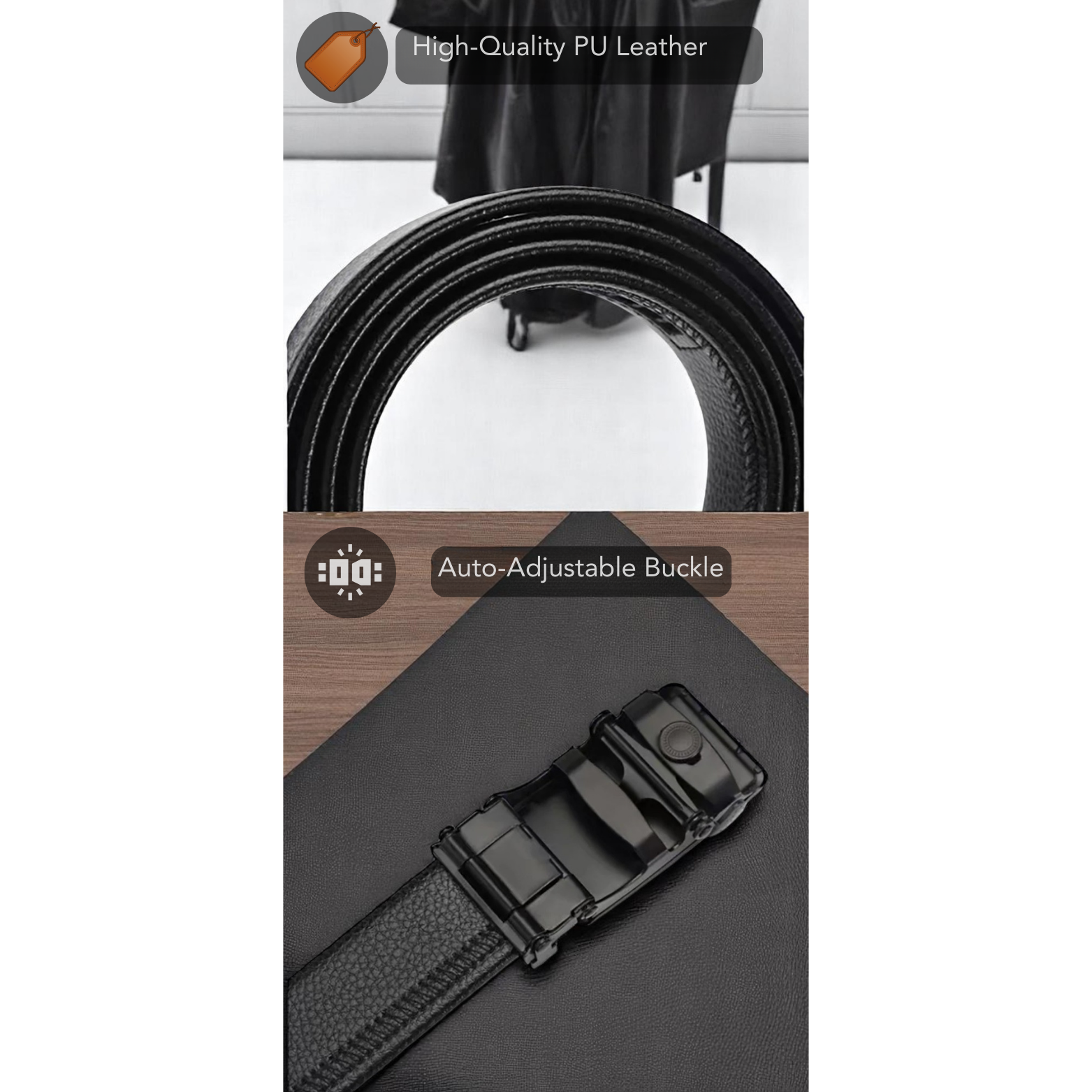 Men’s PU Leather Belt Details Display – The Crew