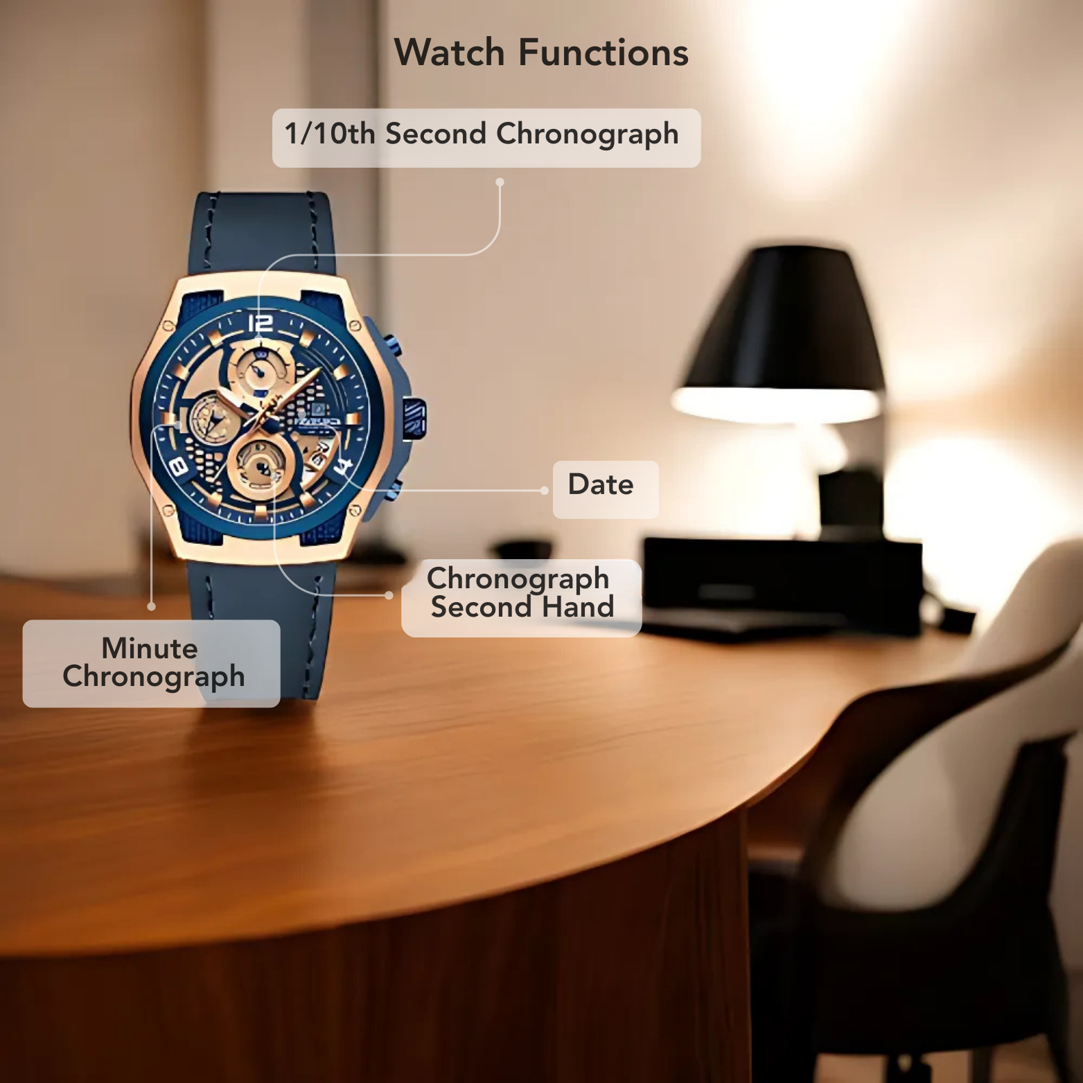 NAVIFORCE NF8051L Leather Chronograph Blue Case Lifestyle – The Crew