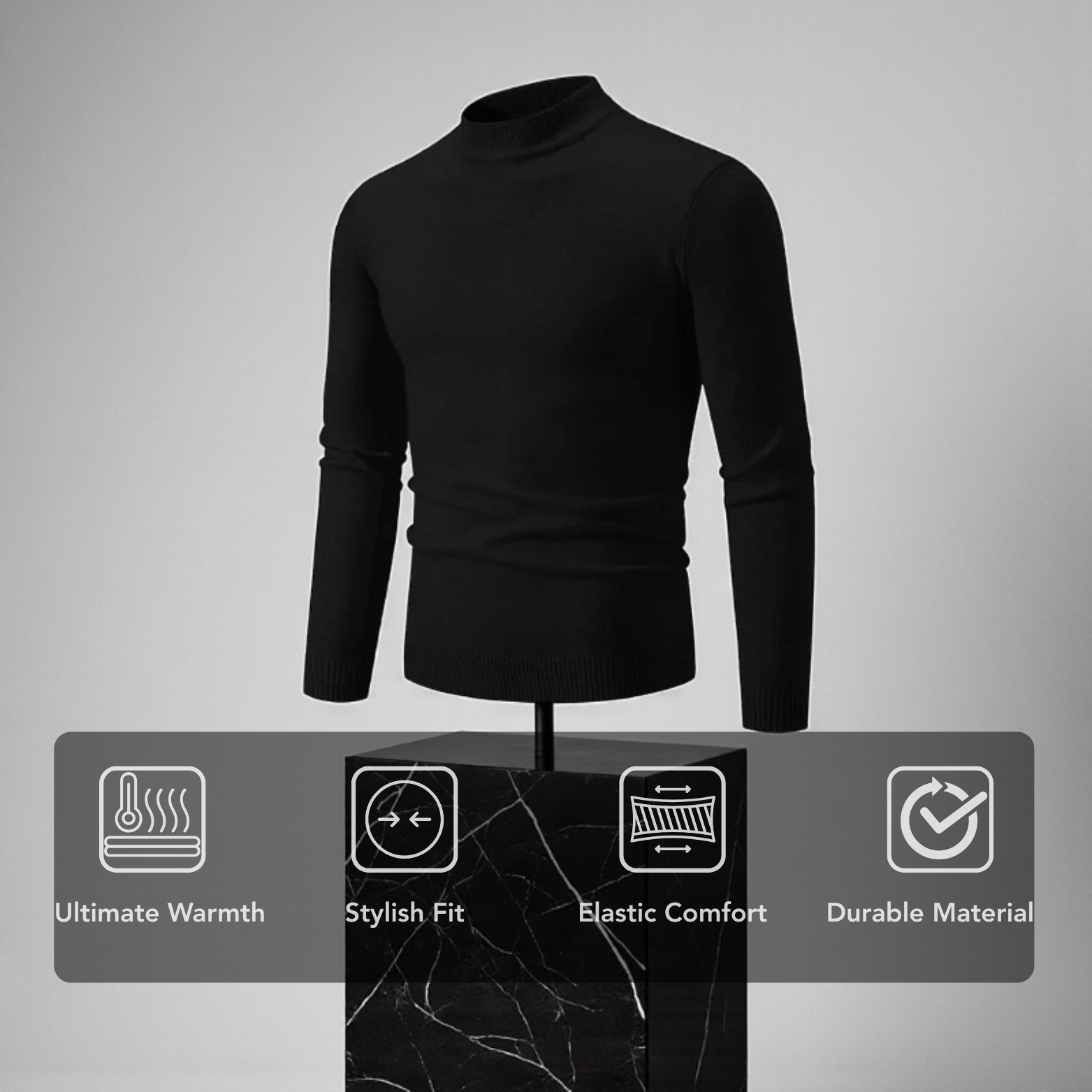 Black Men’s Cozy Mock Neck Sweater – The Crew