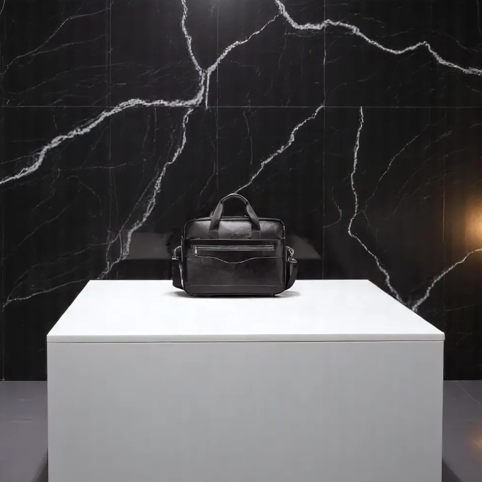 Men’s Leather Briefcase Minimal Studio Display – The Crew