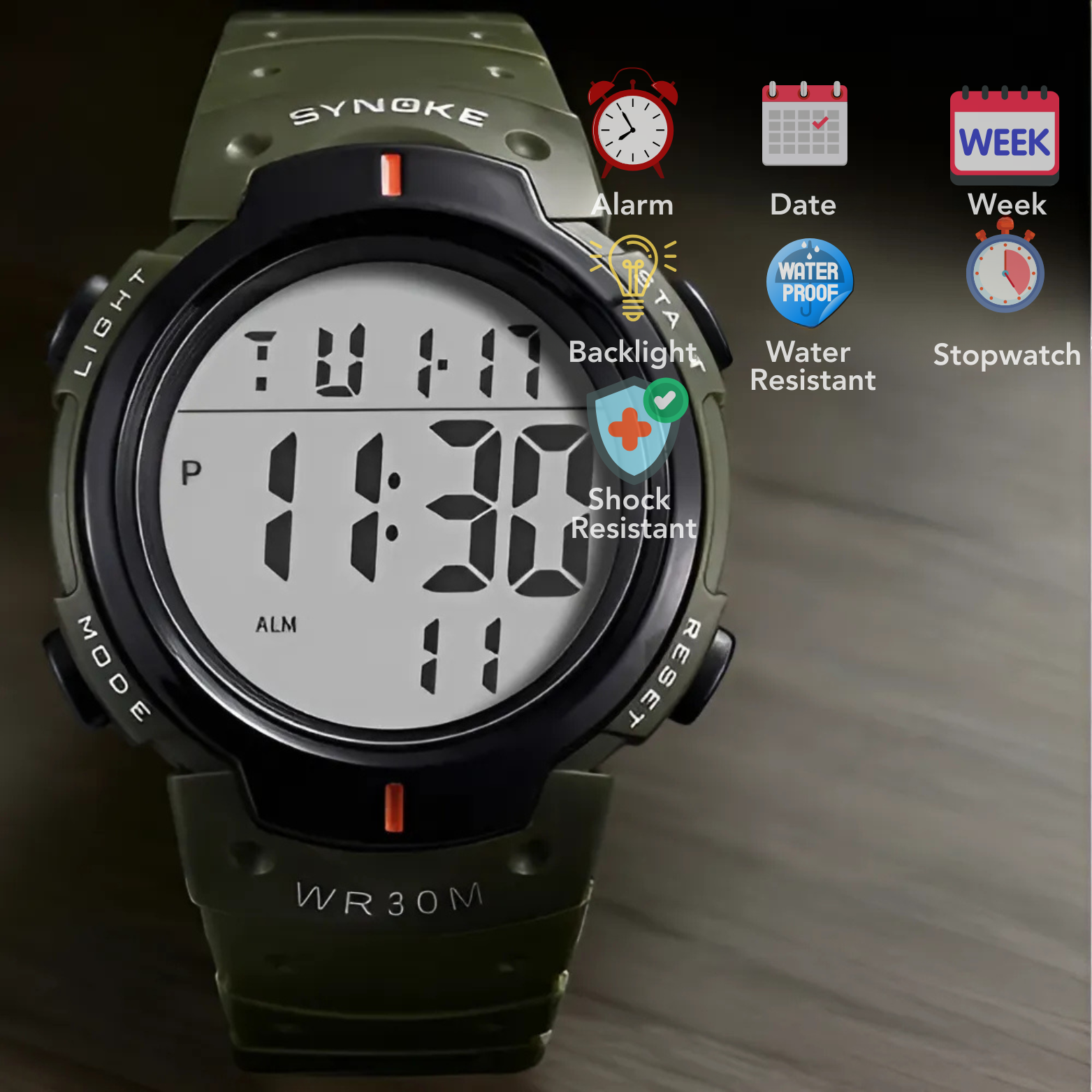 SYNOKE Digital Sports Watch App Menu Display – The Crew