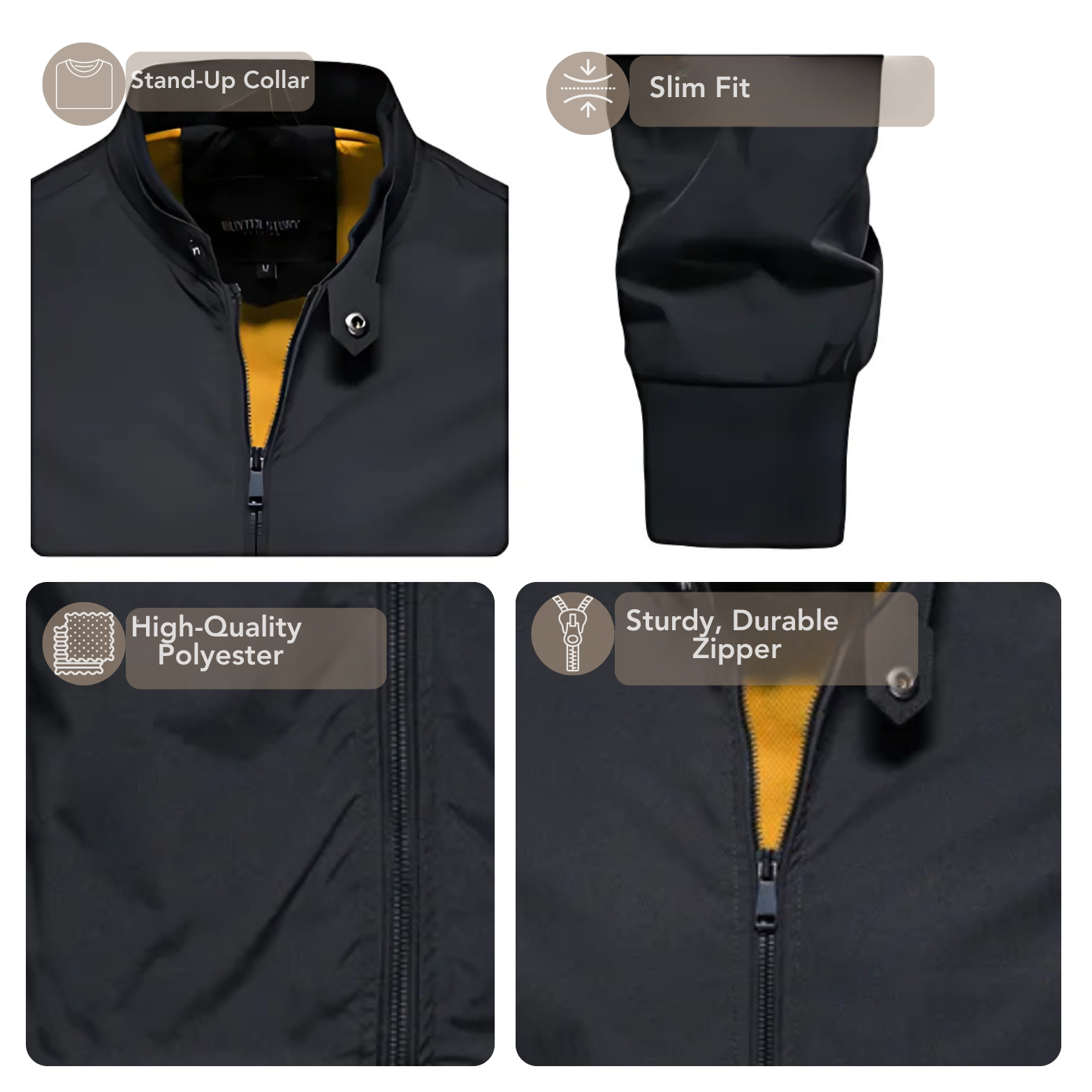 Bomber jacket zipper and collar detail men – The Crew