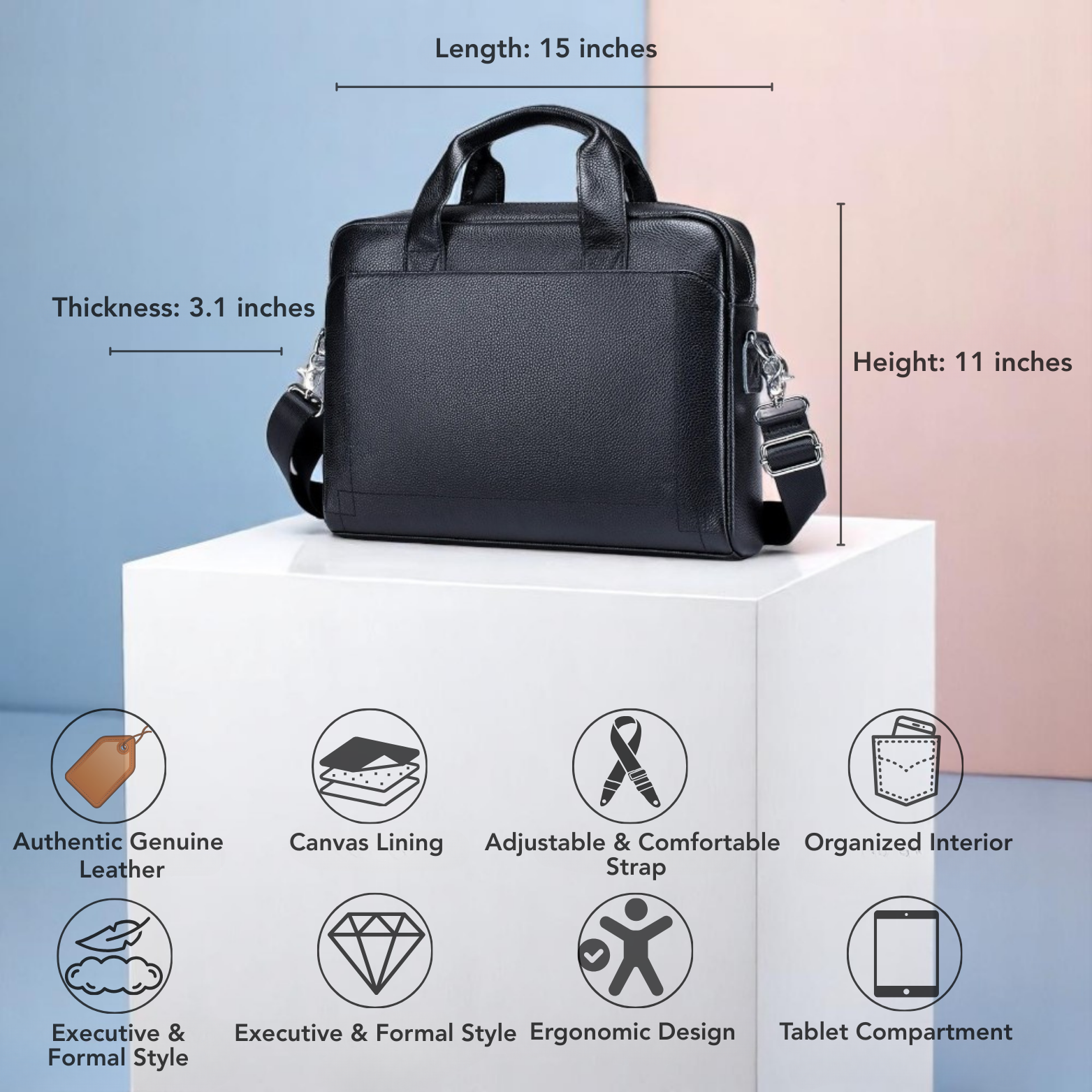 Men’s Leather Executive Bag Office Desk Display – The Crew