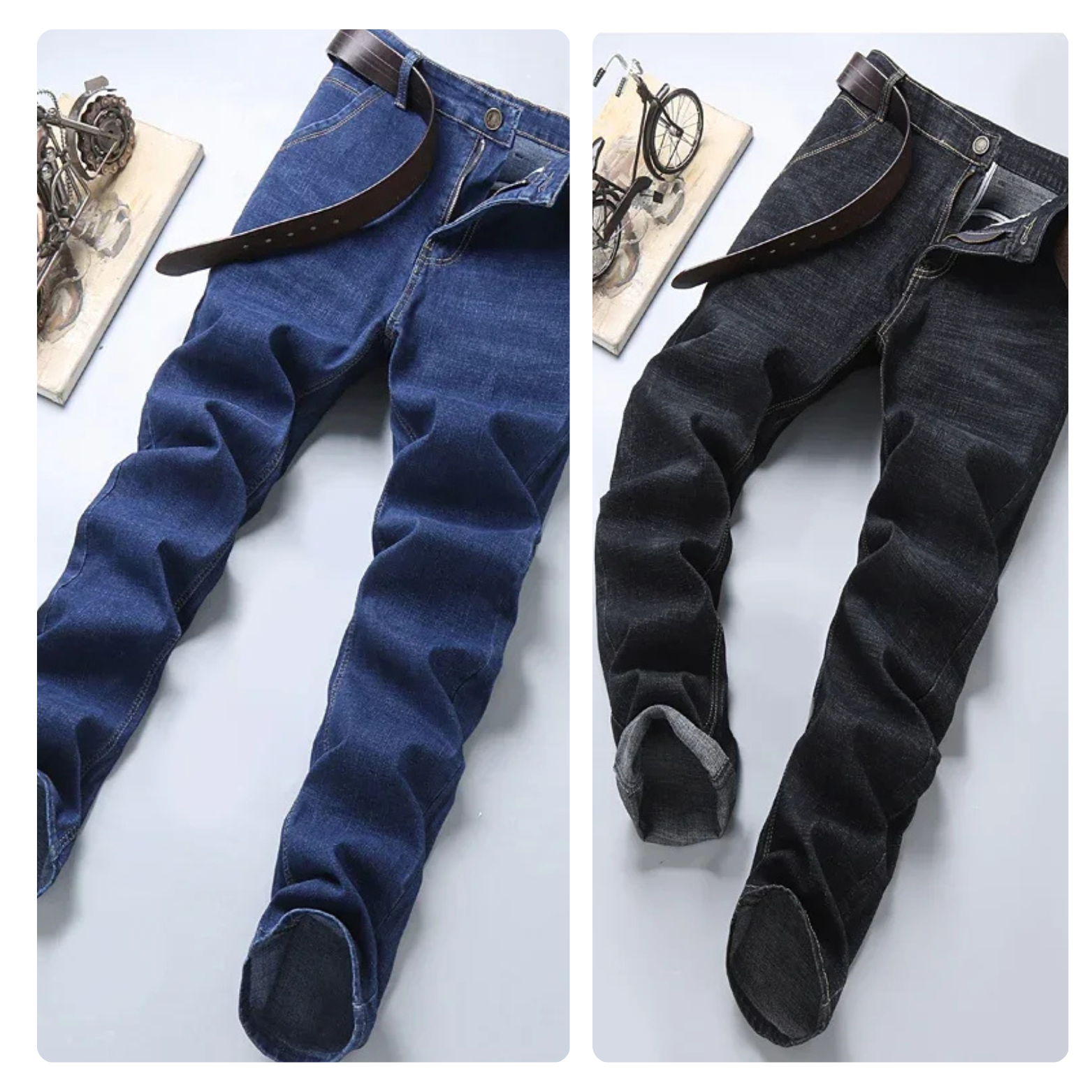 Men casual slim jeans dark blue full length – The Crew