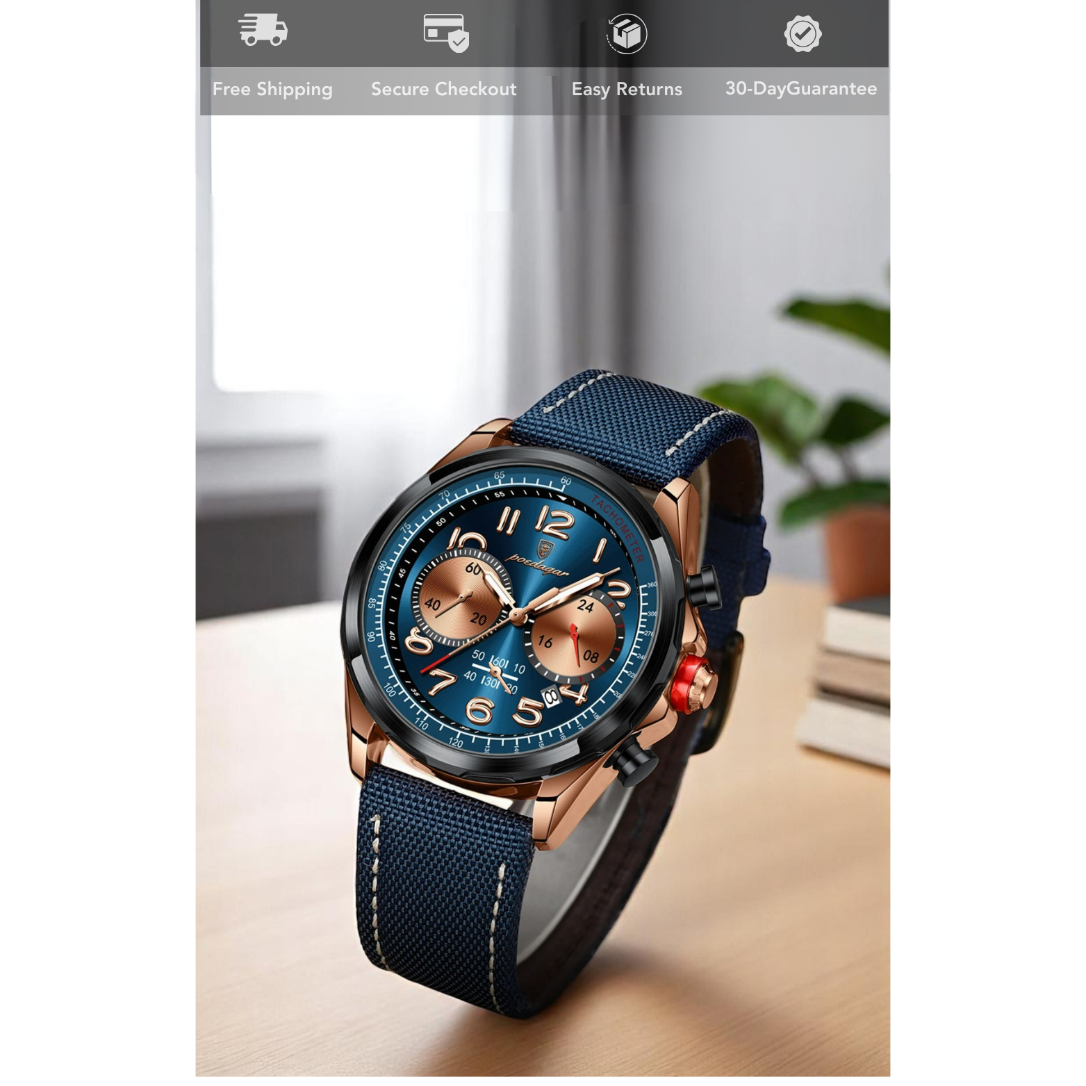 POEDAGAR 862 Leather Chronograph Display Stand – The Crew