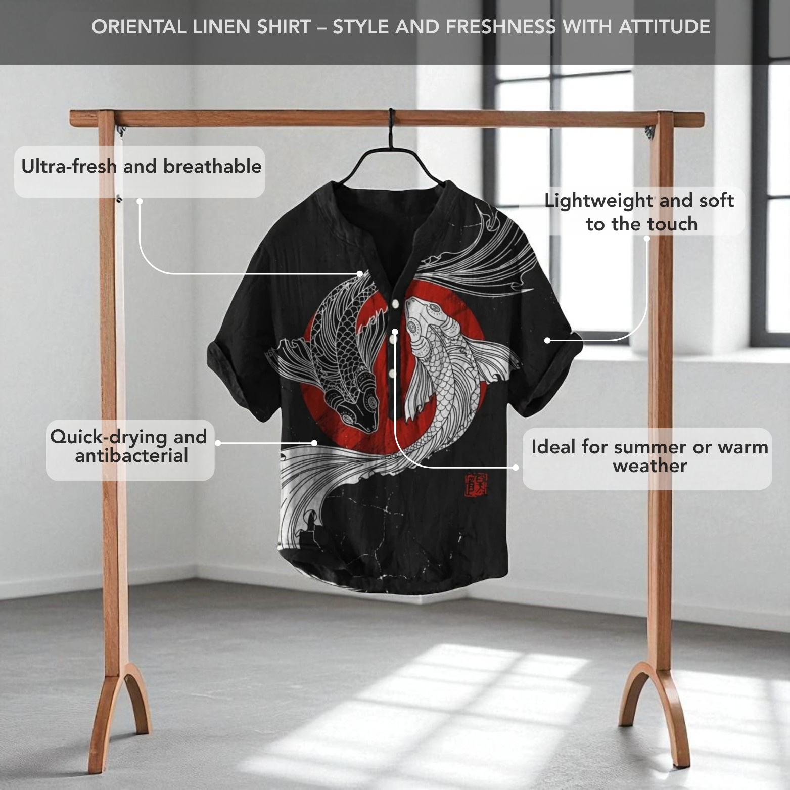 Black Red Dragon Linen Shirt Hanging – The Crew