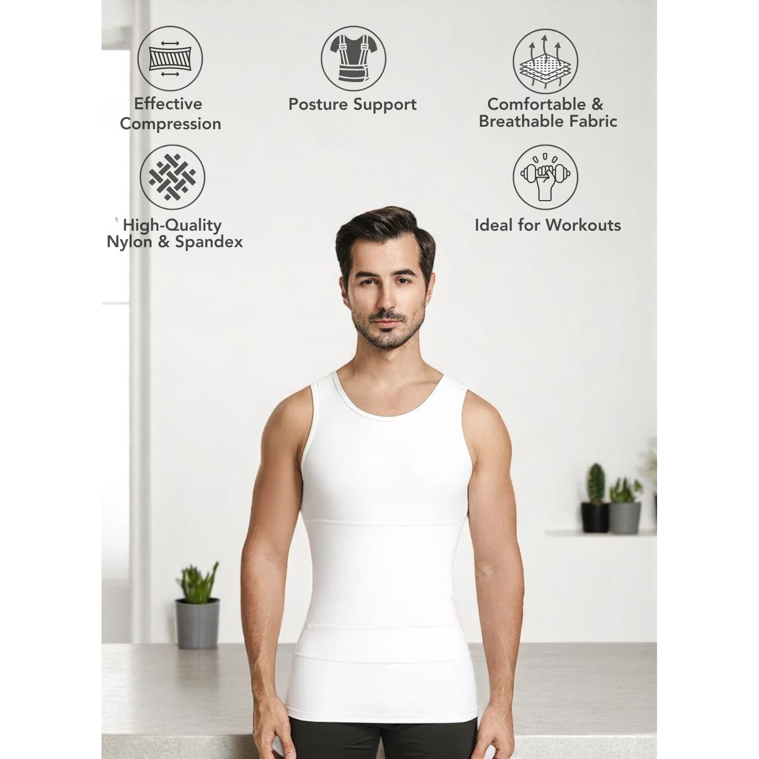 Men’s Slimming Compression Tank Top Posture Support – The Crew