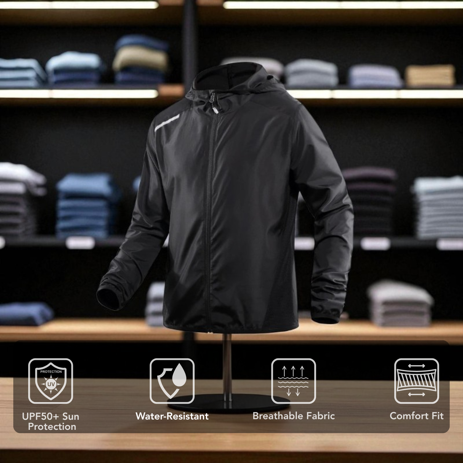 Men’s Water Resistant Sunproof Jacket Store Display – The Crew