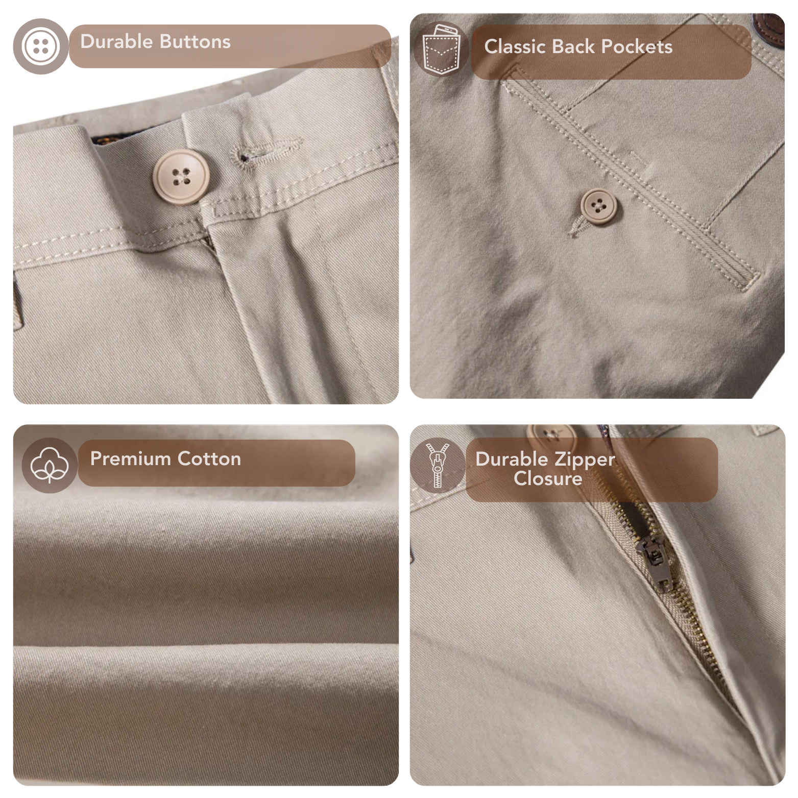 Men’s Cotton Pants Fabric and Button Detail – The Crew
